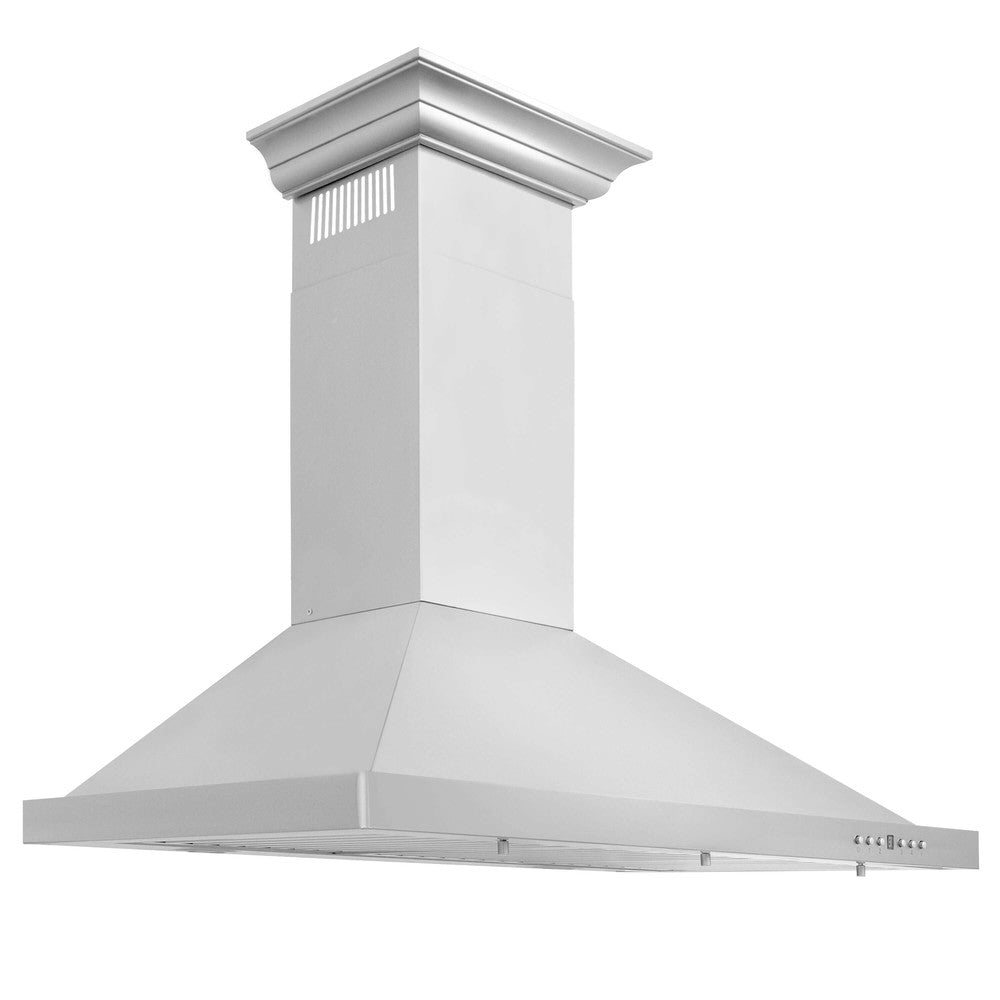 ZLINE Convertible Vent Wall Mount Range Hood - Stainless Steel with Crown Molding (KBCRN) | Powerful Kitchen Exhaust Fan for Smoke & Odor Removal | Perfect for Modern & Farmhouse Style Kitchens