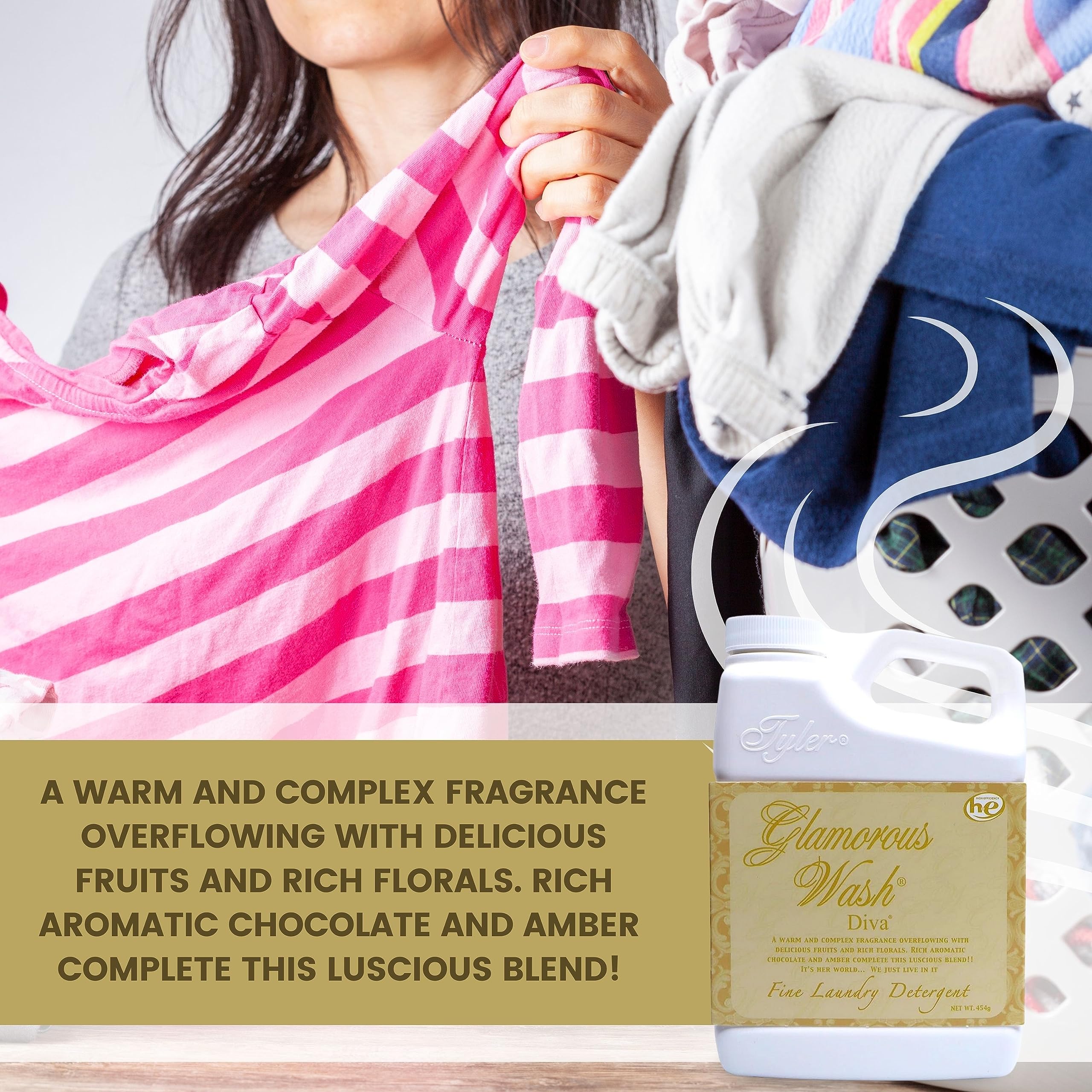 Tyler Glamorous Wash Diva Laundry Liquid Detergent - 16 oz (454g) for Hand & Machine Wash | Multi-Purpose Keychain Included | Worldwide Nutrition Bundle | Perfect for Travel, Gym Bags & Delicate Fabric Care