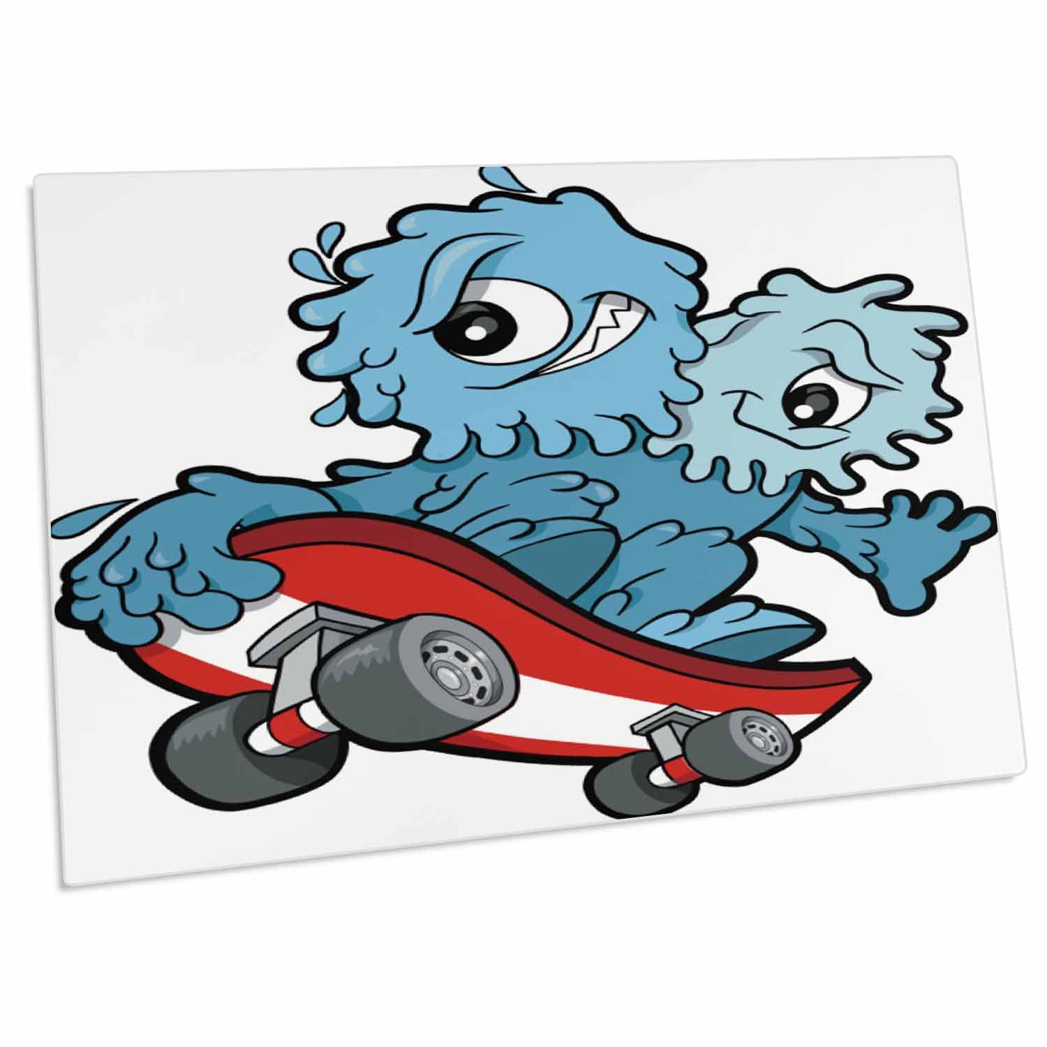 3D Cartoon Skateboarding Monster Creature Desk Pad & Place Mats - Non-Slip Mouse Pad, Office Desk Protector, Gaming Setup Accessory (dpd-102293-1) - Perfect for Home Office, Gaming Station & Work Desk Decor
