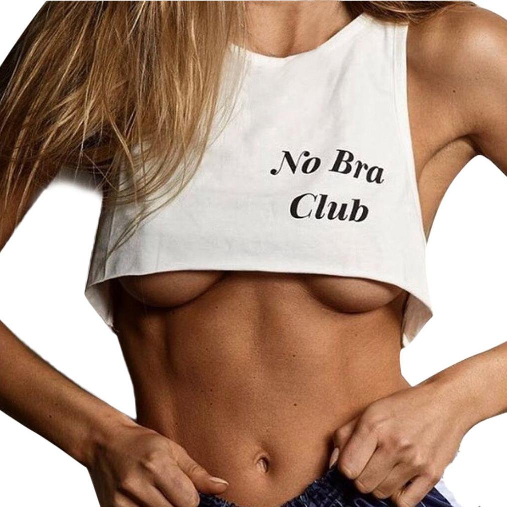Kangma Women's Sleeveless Crop Cami Tank Top - No Bra Club Summer Fitness Shirt in White | Yoga, Running & Gym Workout Top