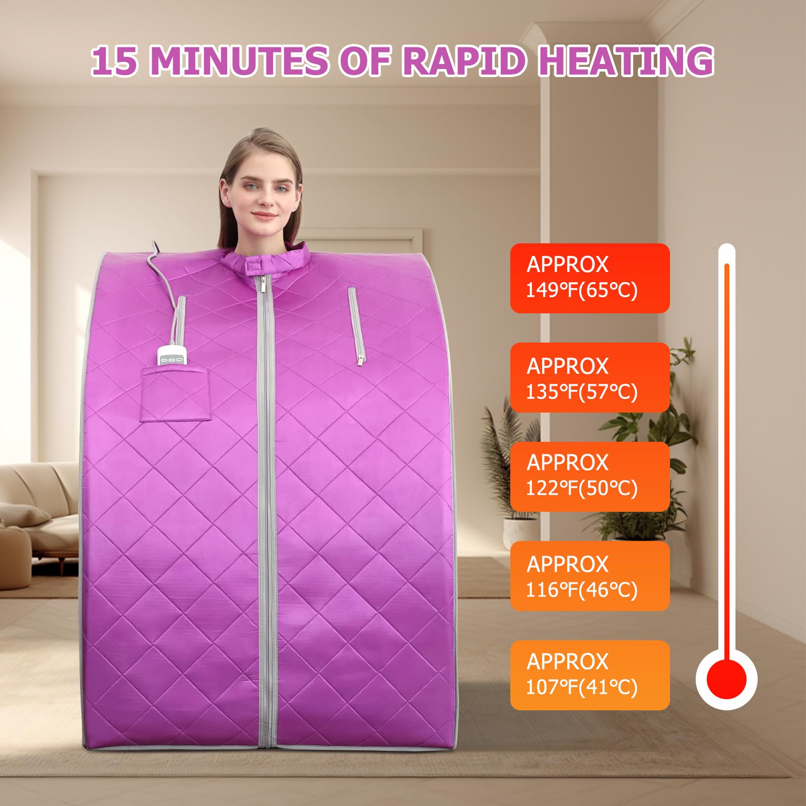 Smartmak Portable Far Infrared Sauna Tent for Home - Detox & Weight Loss Spa with Heating Foot Pad & Foldable Chair (Purple) | Personal Full Body Therapy for Relaxation, Pain Relief & Yoga Recovery | Perfect for Home Wellness, Post-Workout Recovery & Stress Relief