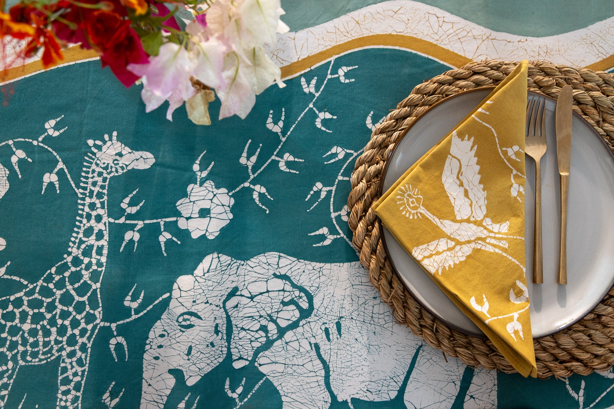Zobisika Wild Animals Paper Napkins - Yellow, 50 Count | Eco-Friendly Disposable Napkins for Kids Birthday Parties, Picnics & Outdoor Events