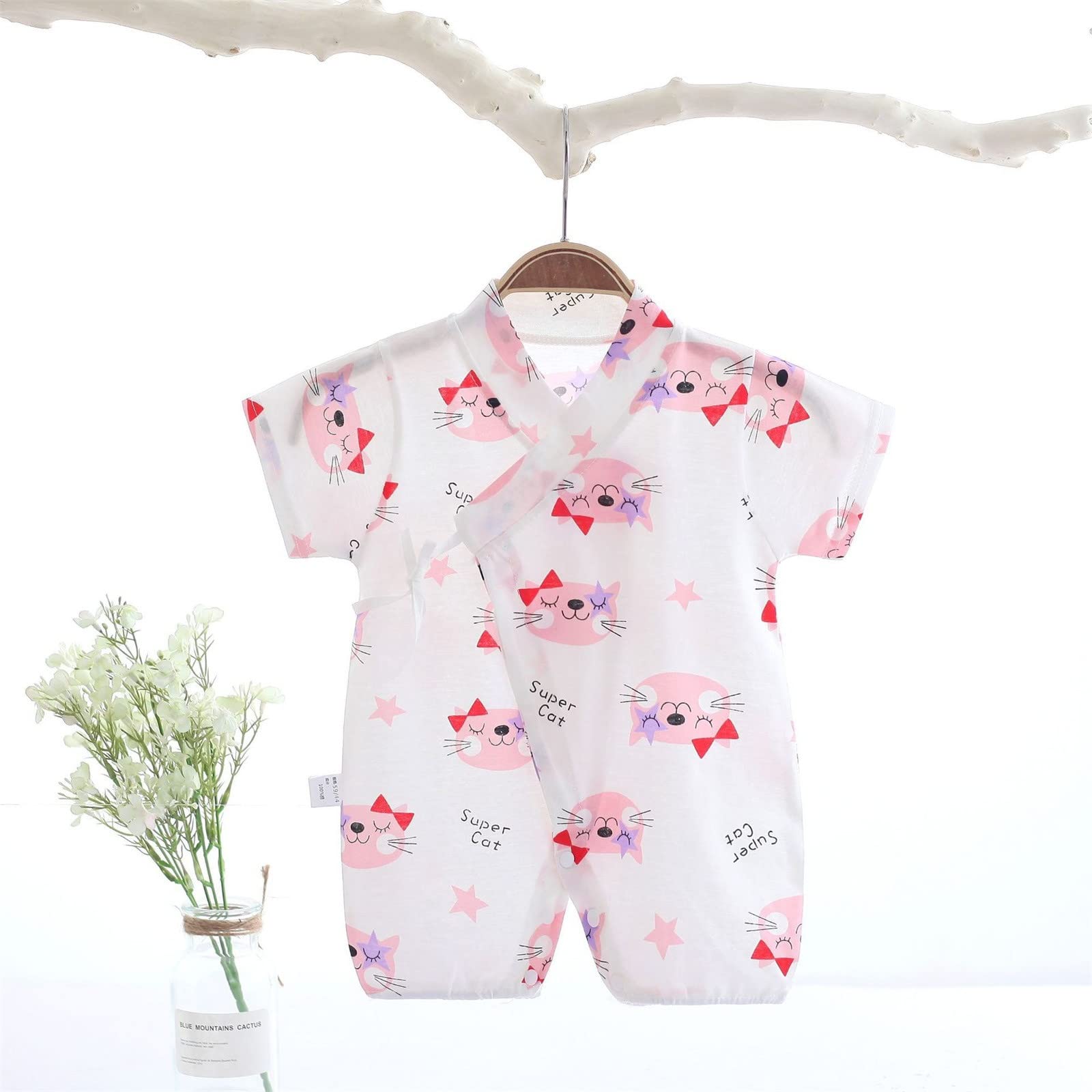 Baby Boys Girls Cotton Cartoon Short Sleeve Romper Bodysuit - Soft Summer Newborn Infant Clothes for Playtime & Photo Shoots