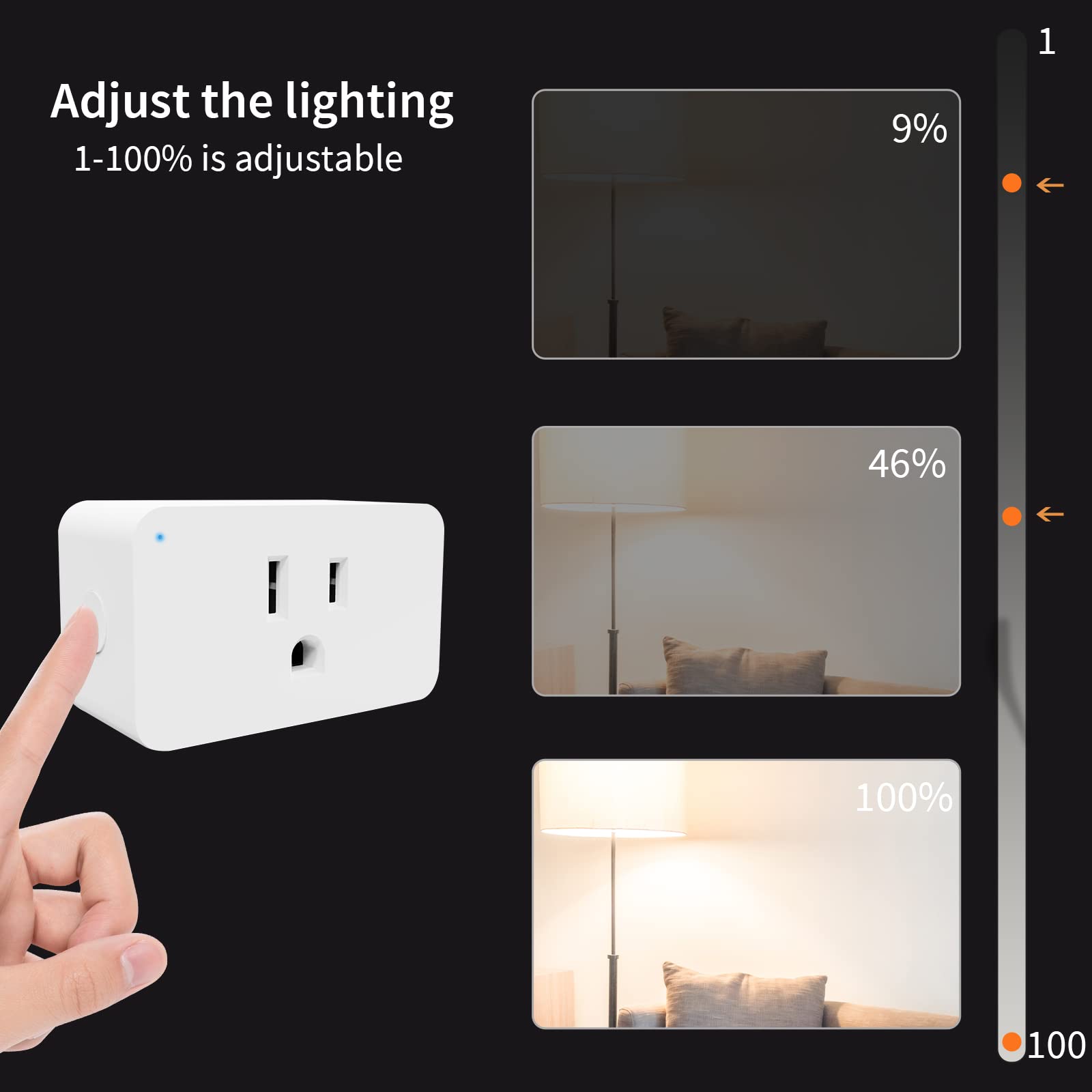 Smart Dimmer Plug 2.4G Wi-Fi - Alexa & Google Assistant Compatible Dimmable Smart Outlet for Voice Control, No Hub Required - Perfect for Bedroom Lamps, Living Room Lighting & Smart Home Automation