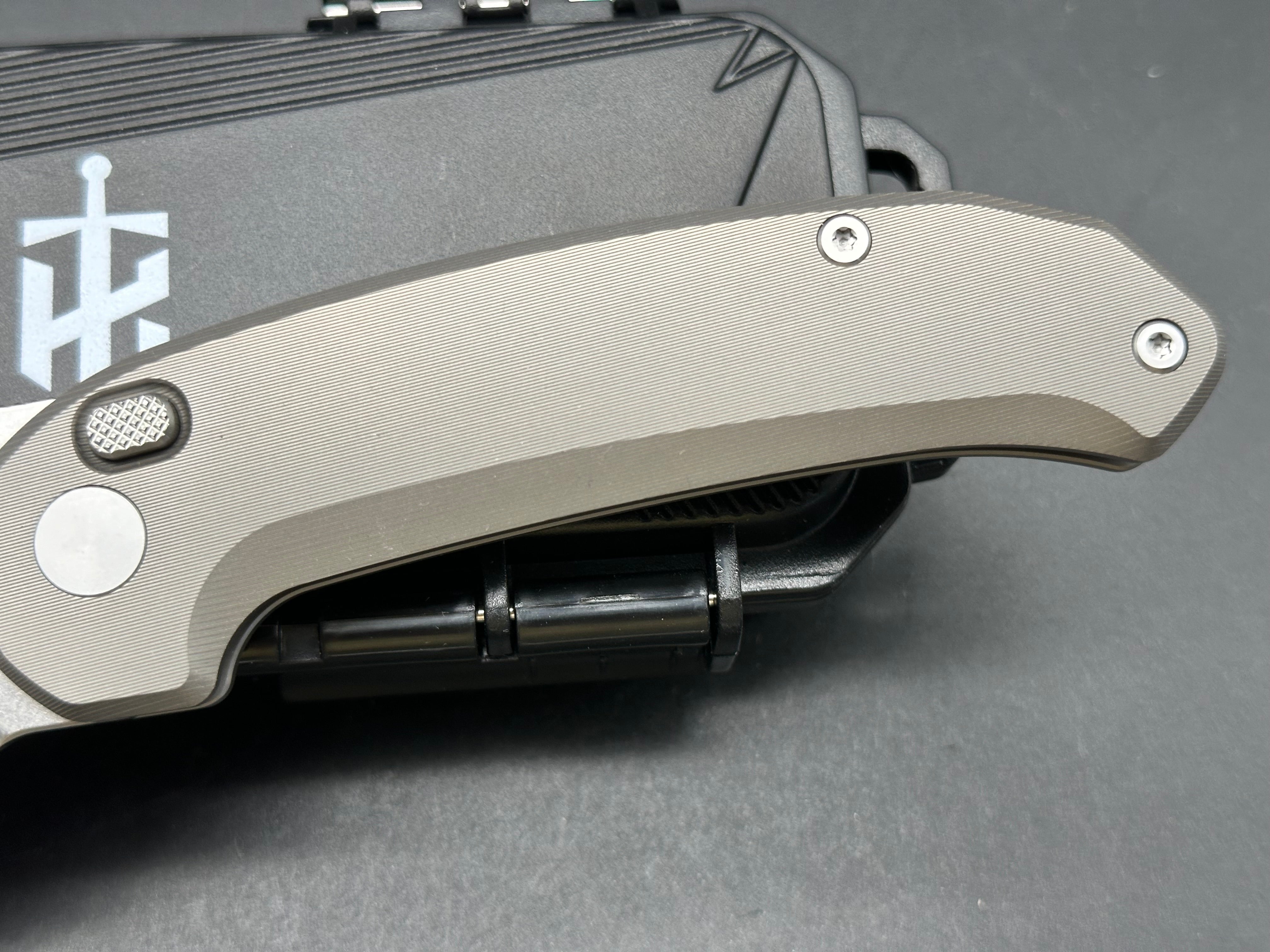 Takcom Titanium Button Lock Folding Knife with MagnaCut Blade - EDC, Outdoor, Camping & Survival Tool