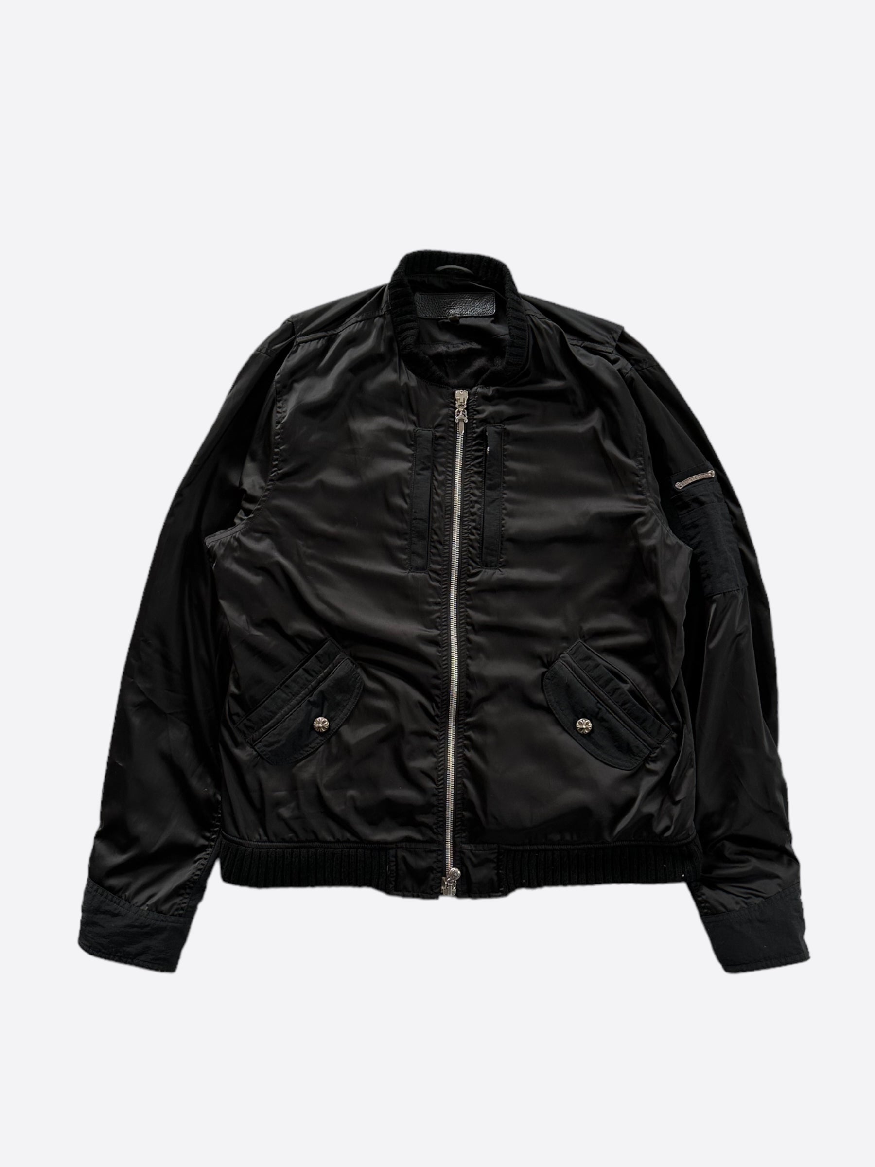 Chrome Hearts Black & Silver Hardware Bomber Jacket - Stylish Leather Jacket for Men & Women - Perfect for Casual Outfits, Streetwear & Night Out