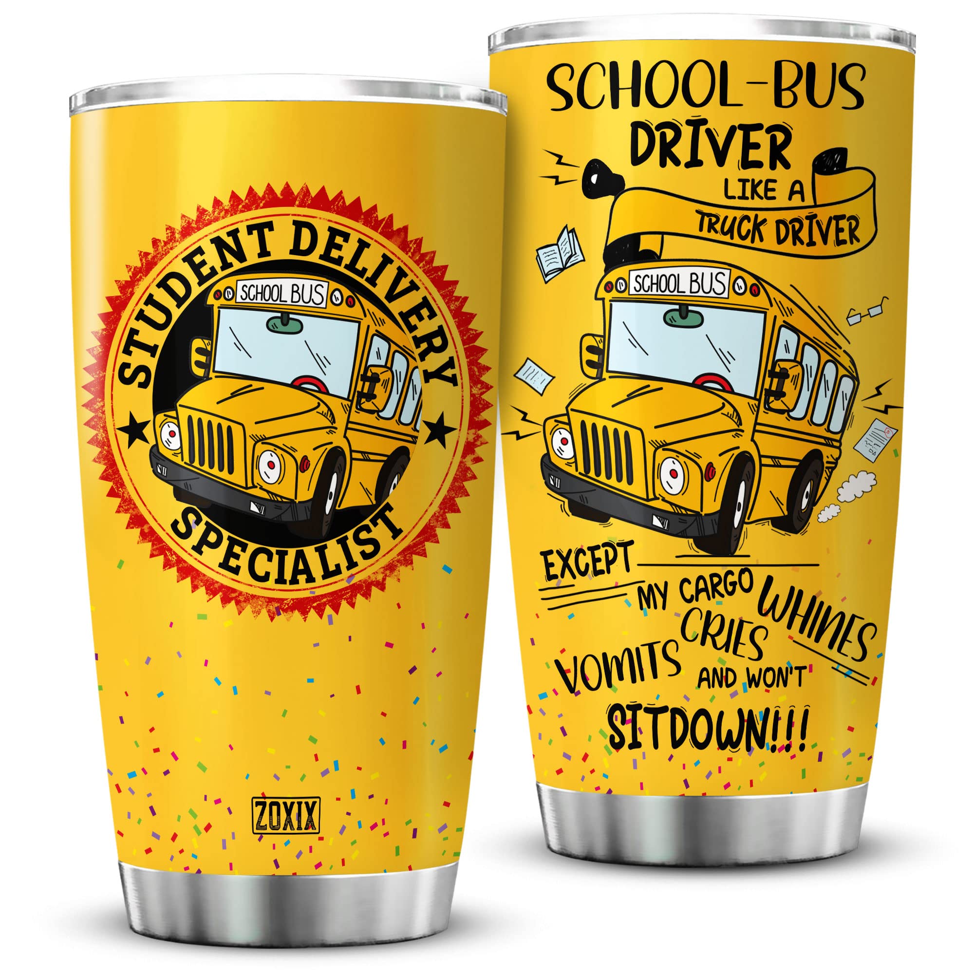 ZOXIX 20oz Insulated Stainless Steel Coffee Tumbler for Bus Drivers - Leak-Proof Travel Mug with Lid, Funny Quotes Design - Perfect for School, Delivery & Commuting - Great Back to School Gift & Bus Driver Appreciation Present