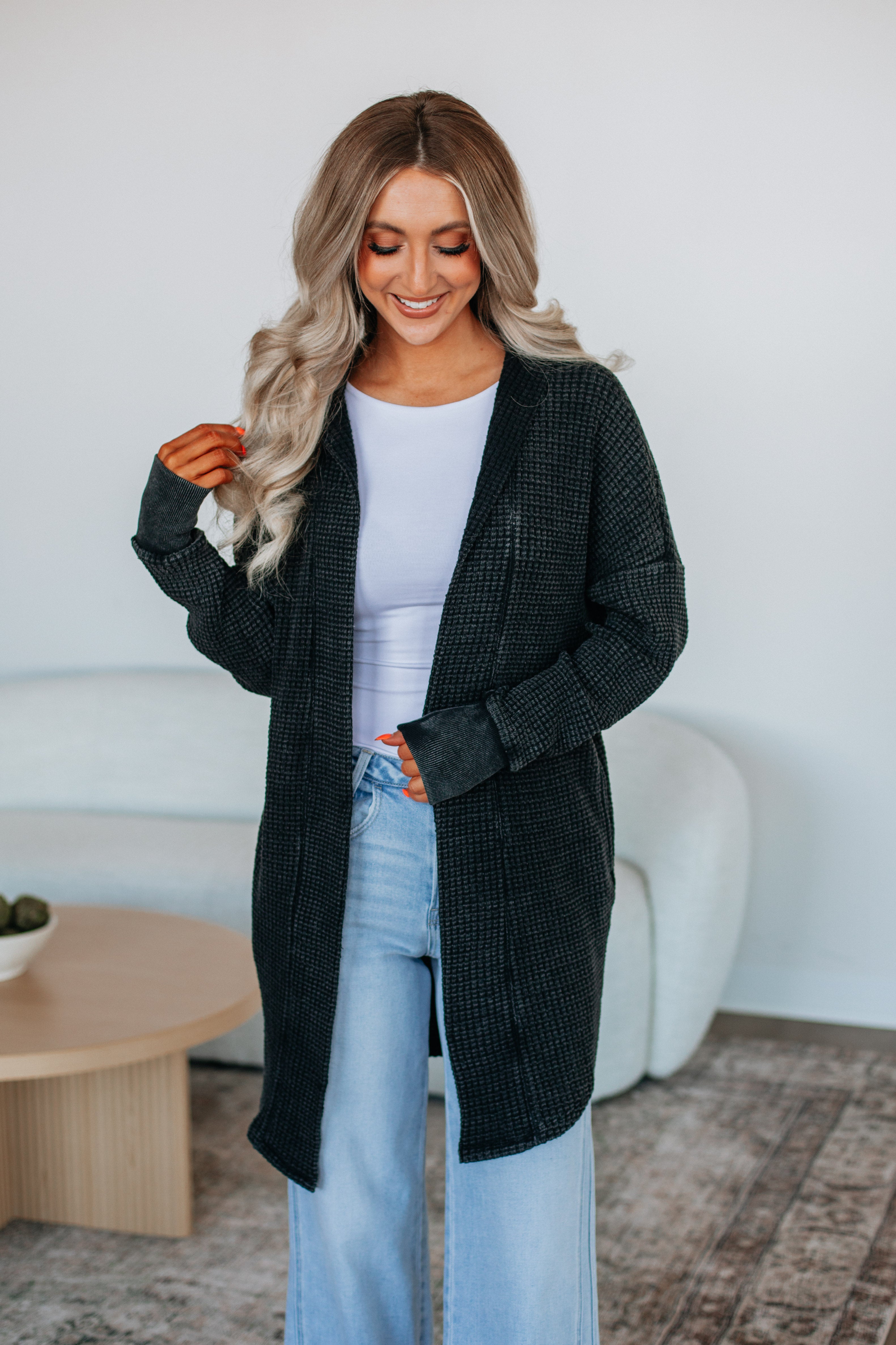 Vintage Black Jed Knit Cardigan - Soft & Cozy Women's Sweater for Fall & Winter - Perfect for Casual Outfits, Layering, and Office Wear