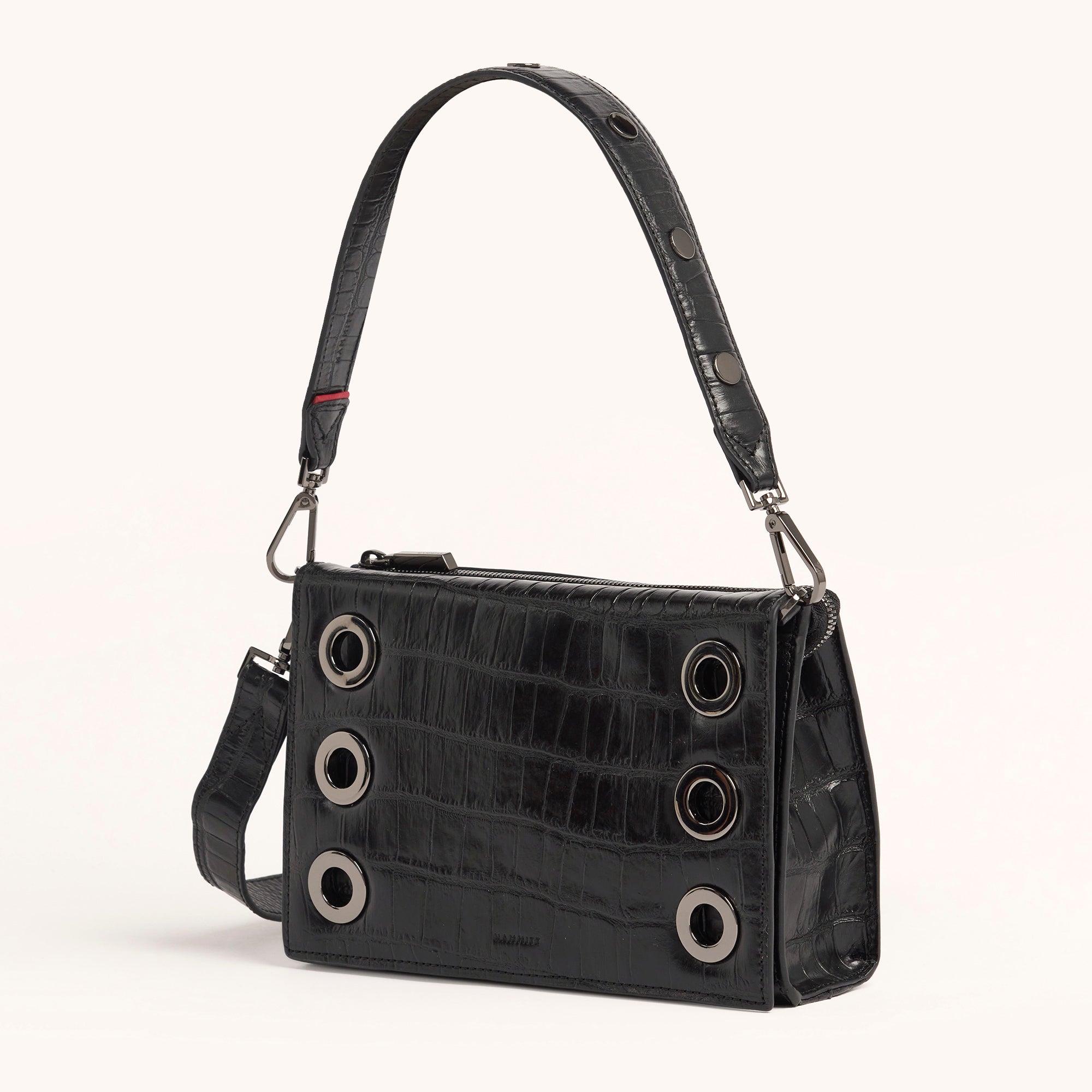 Montana Clutch Evening Bag in Crocodile Embossed Leather with Gunmetal Hardware - Perfect for Parties, Weddings & Special Occasions