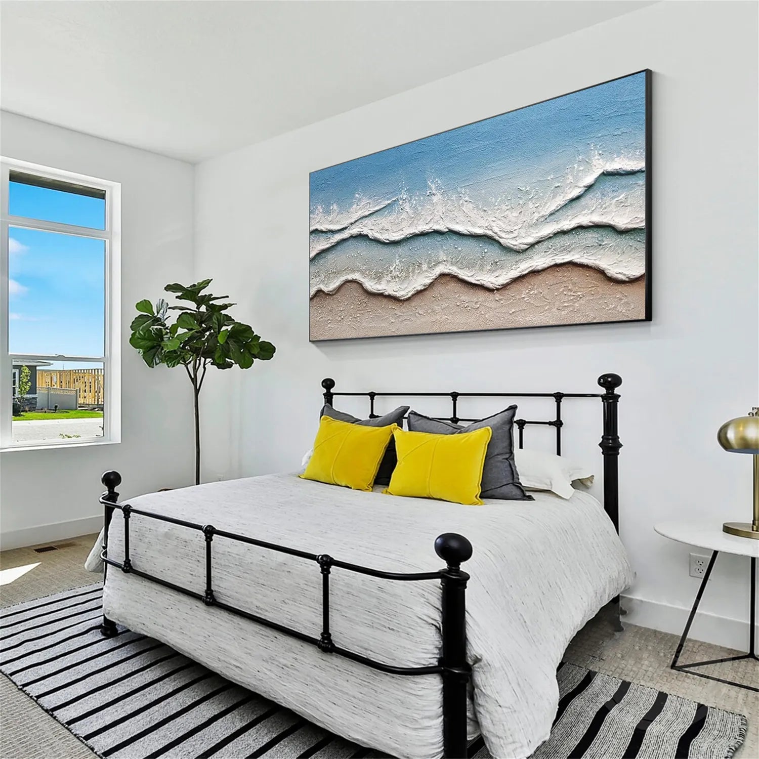 Ocean And Sky Painting #OS 168 - Handmade Canvas Wall Art for Home & Office Decor - Perfect for Living Room, Bedroom or Gift