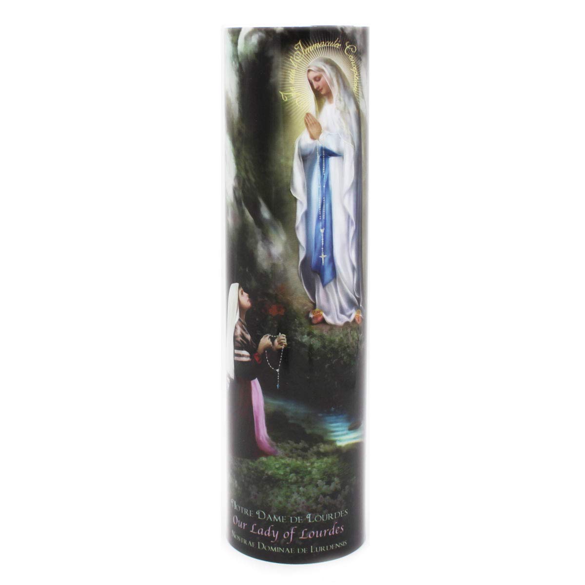Our Lady of Lourdes LED Flameless Prayer Candle - Religious Devotional Gift with 6-Hour Timer, 8.2