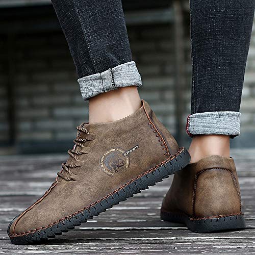 Men's Lightweight Leather Fleece-Lined Chukka Boots - Warm Suede Driving Ankle Desert Boots for Winter | Slip-On Casual Shoes for Outdoor, Work & Daily Wear