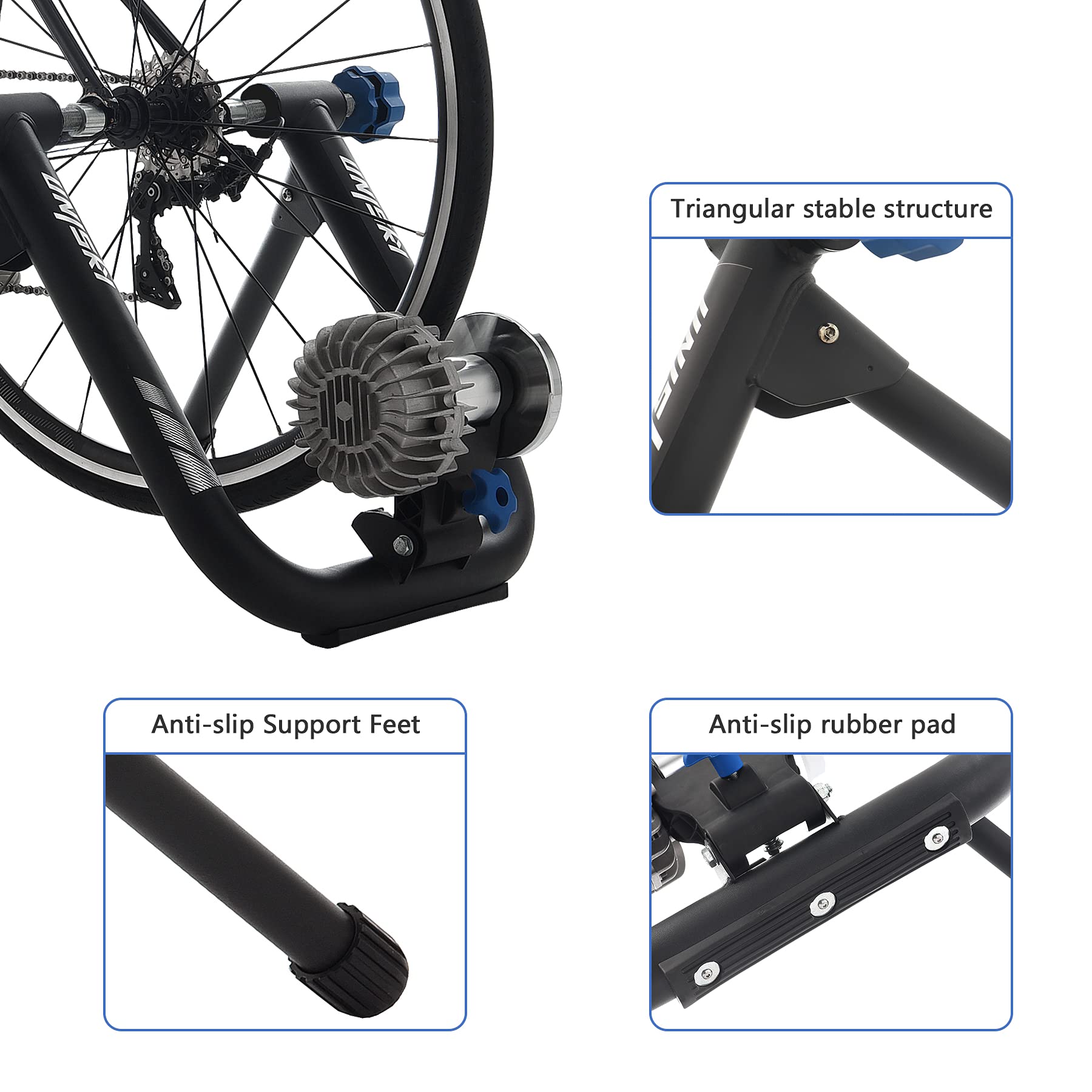 Unisky Indoor Bike Trainer Stand - Magnetic Resistance, Noise Reduction, Fits 26-28 Inch & 700C Wheels - Perfect for Home Workouts, Cycling Training & Fitness