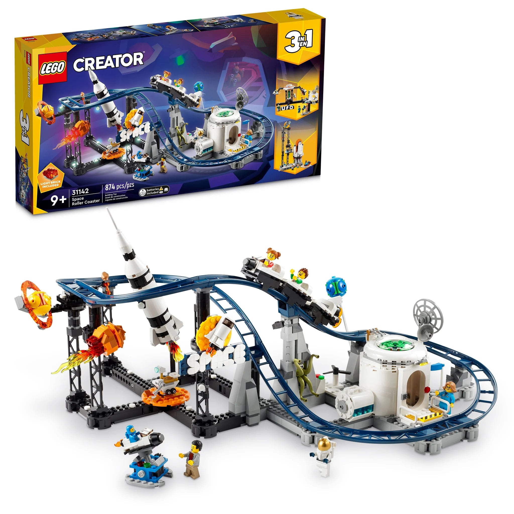 LEGO® Creator™ Space Roller Coaster Building Set - 3-in-1 Model Kit with Astronaut Minifigure - Creative STEM Toy for Kids Ages 9+ | Perfect for Space-Themed Playrooms & Birthday Gifts