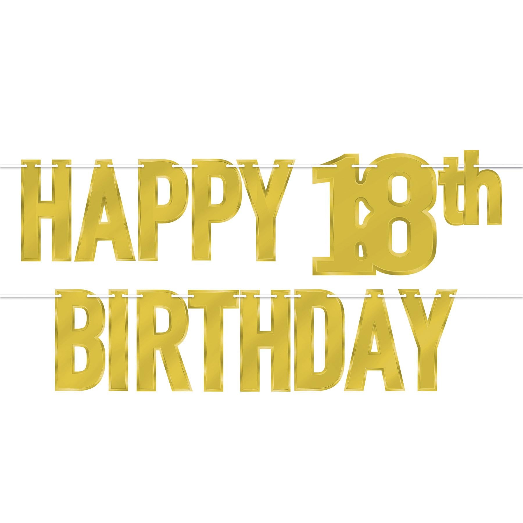 12 Pack Beistle Foil Happy 18th Birthday Streamers - Gold Party Decorations for Birthday Celebrations, Graduation Parties & Special Events