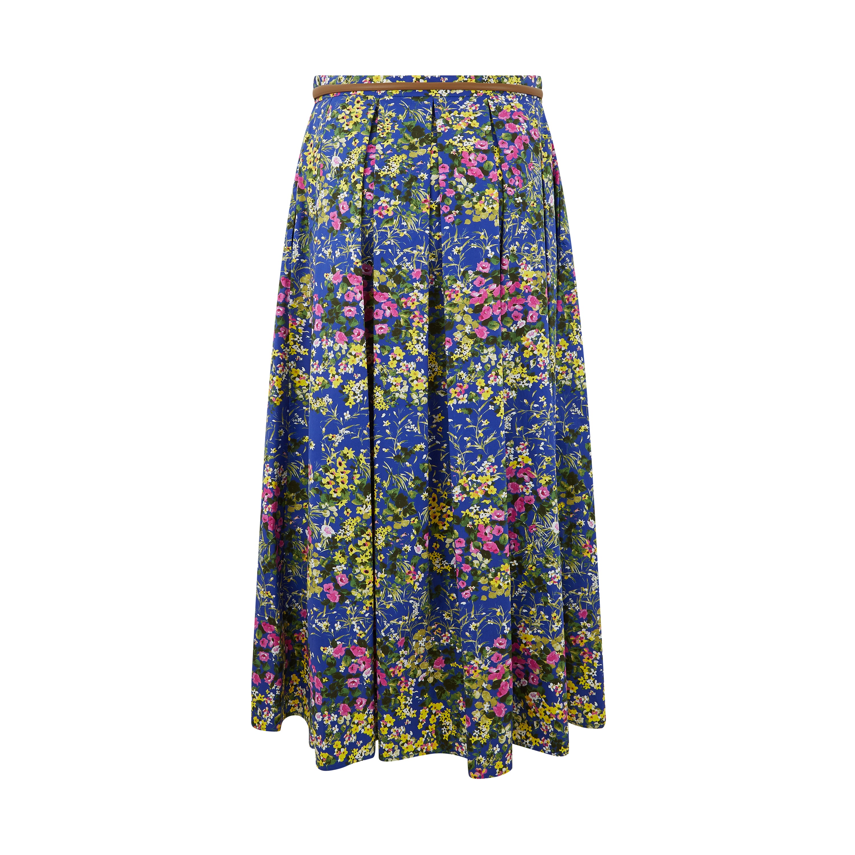 Moresca Floral Print Cotton Poplin Pleated Skirt for Women | Summer A-Line Midi Skirt | Casual & Boho Style | Perfect for Beach, Vacation & Date Night Outfits