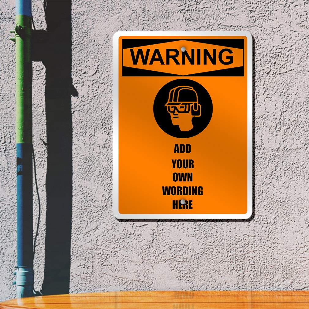 OSHA Warning Sign - Weatherproof Metal Safety Sign for PPE (Hard Hat, Safety Glasses, Goggles, Earmuffs) - 9x12 Inches Vertical - Customizable Text - Perfect for Construction Sites & Industrial Safety Areas