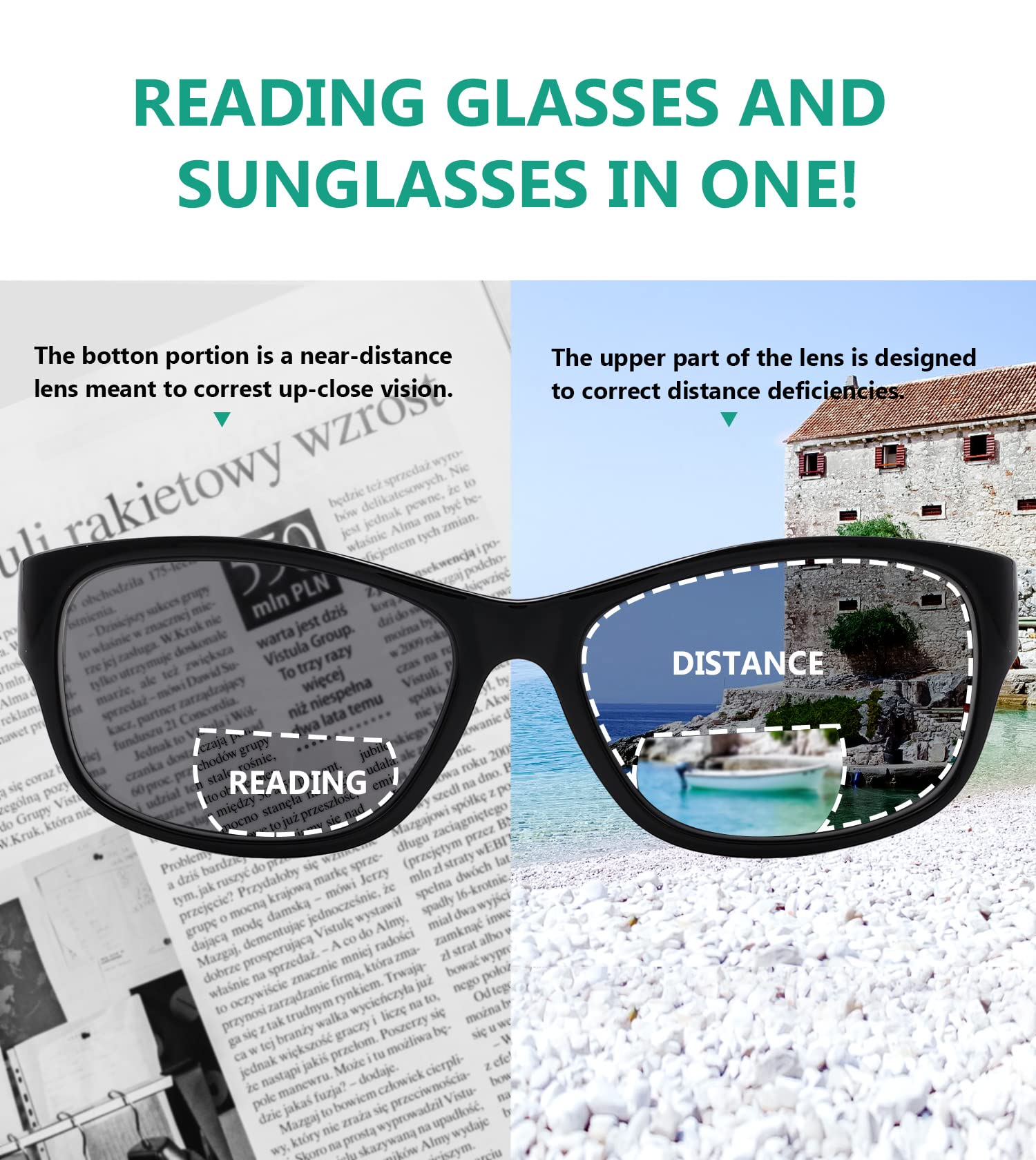 Eyekepper Bifocal Reading Sunglasses for Men - UV Protection Polarized Glasses with +1.0 to +3.5 Magnification - Perfect for Driving, Fishing & Outdoor Activities