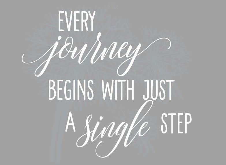 Every Journey Begins with a Single Step - Motivational Vinyl Wall Decal Quote Sticker (28x23 Inch, White) - Inspirational Home & Office Decor for Living Room, Bedroom, or Workspace