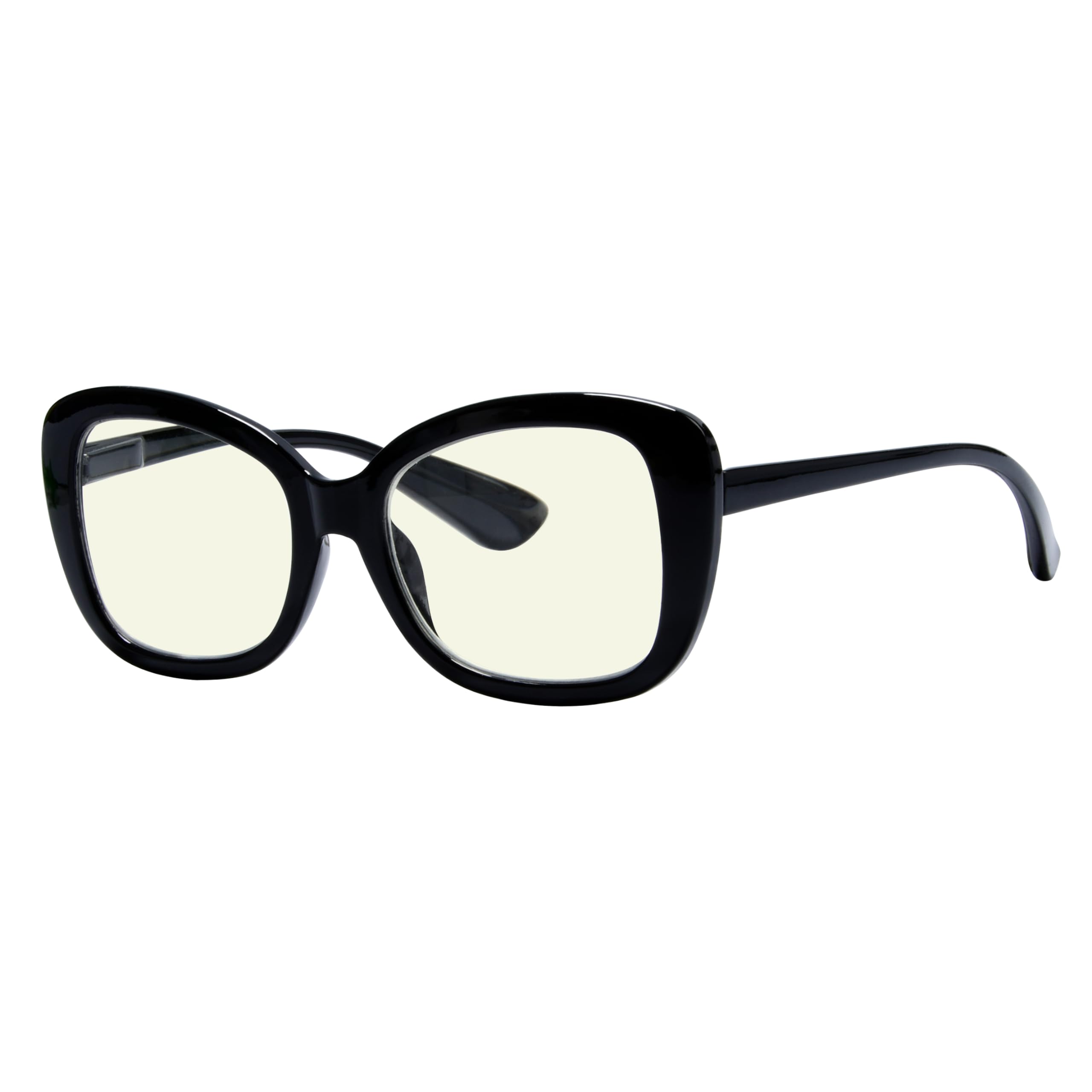 Eyekepper Oversized Blue Light Blocking Computer Glasses for Women - Reading Glasses +2.00 Strength, Anti-Glare & UV Protection (Black) - Perfect for Office Work, Gaming & Digital Screen Use