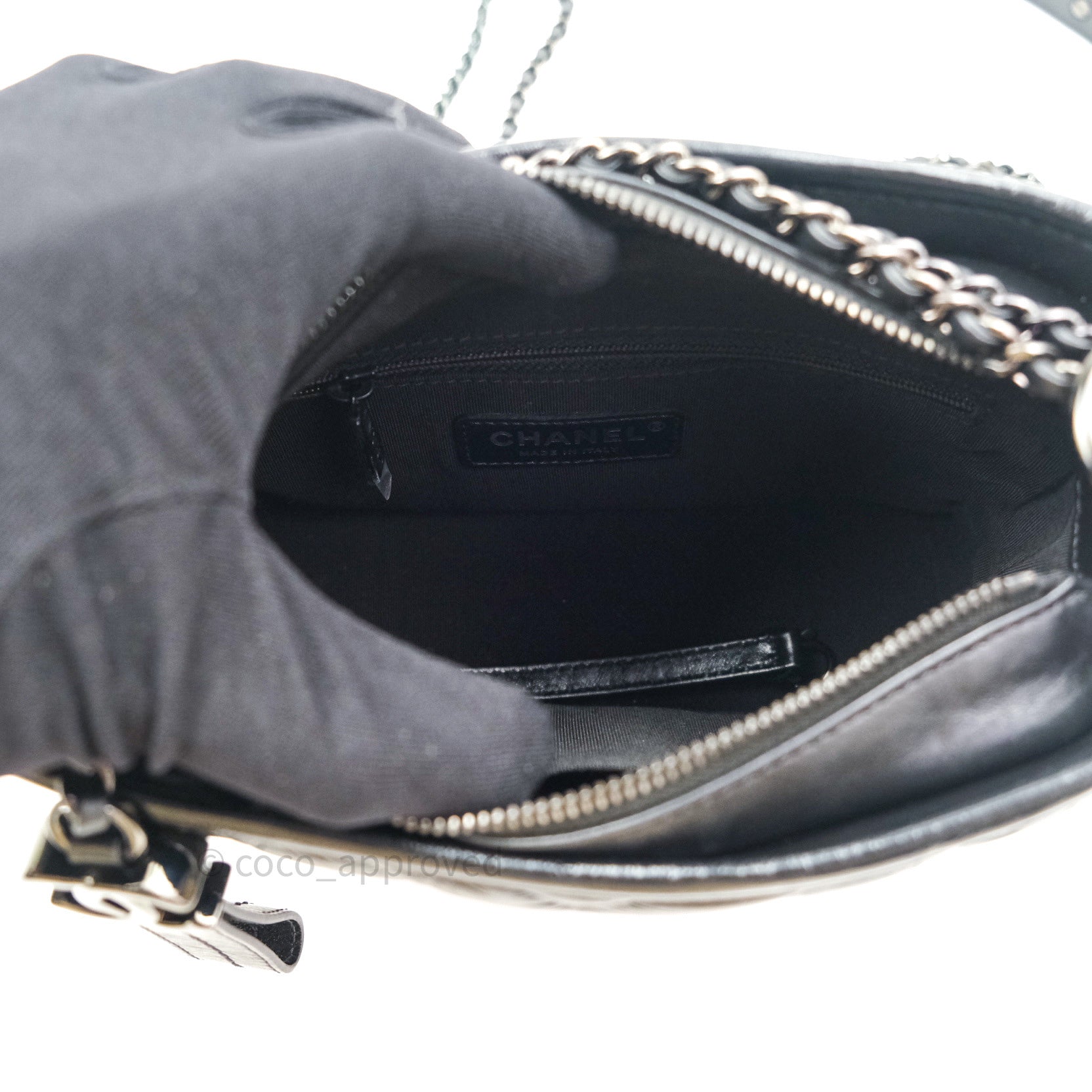 Chanel So Black Chevron Small Gabrielle Hobo Bag - Genuine Calfskin Leather with Black Hardware | Perfect for Evening Events, Date Nights & Luxury Fashion Accessories