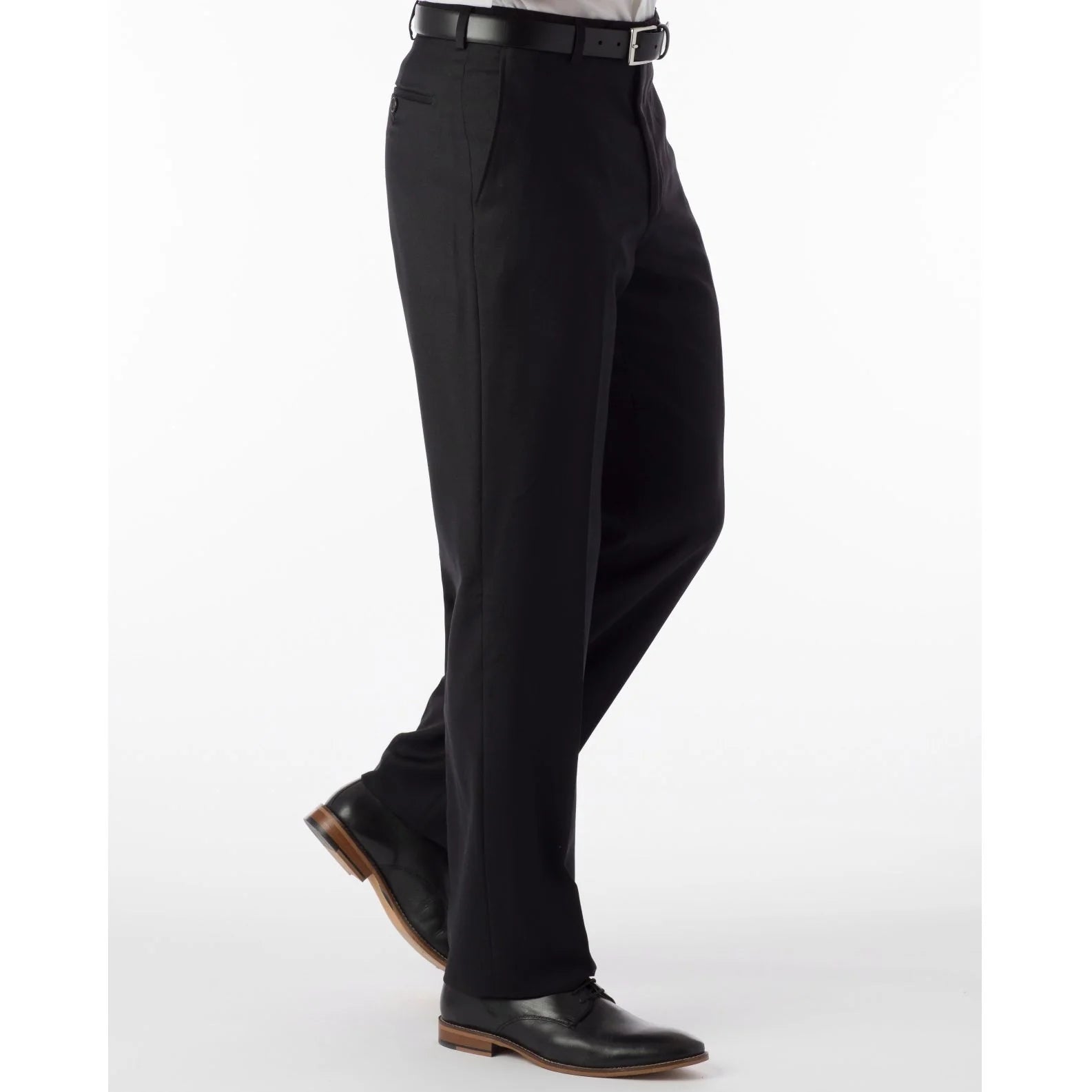BALLIN Black Solid Travel Twill Dress Pants for Men - Comfortable Business Casual & Office Wear
