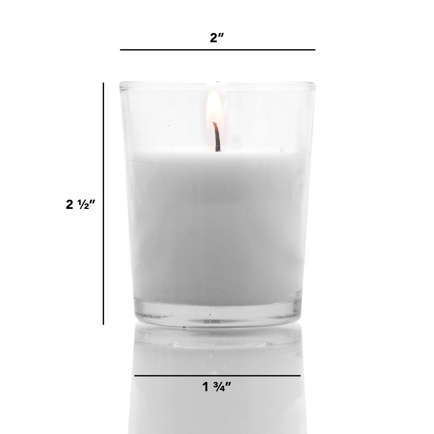 2 Inch Round Filled Glass Poured Votive Candles - Set of 75 White Long-Lasting 10 Hour Candles for Wedding, Restaurant, Spa, Home Decor & Romantic Ambiance