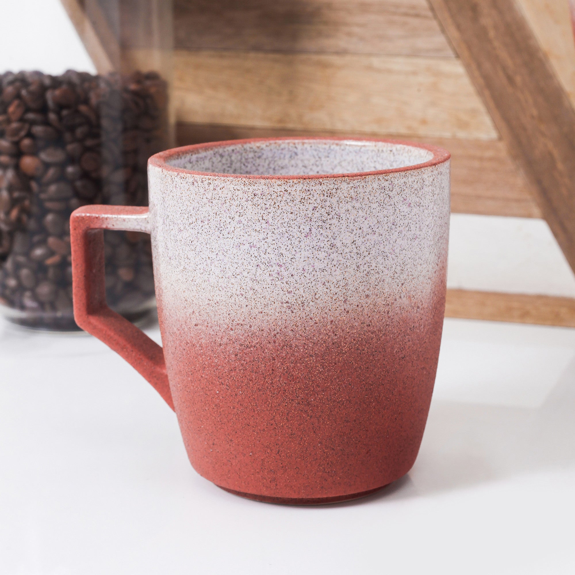 Vince Stoneware Coffee Mug - 16oz Ceramic Cup with Handle, Red - Perfect for Hot Coffee, Tea, or Hot Chocolate at Home or Office