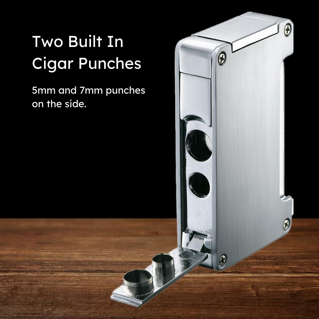 Visol Zidane Brushed Silver Torch Flame Lighter - Windproof Refillable Butane Lighter for Outdoor Camping, Hiking & BBQ
