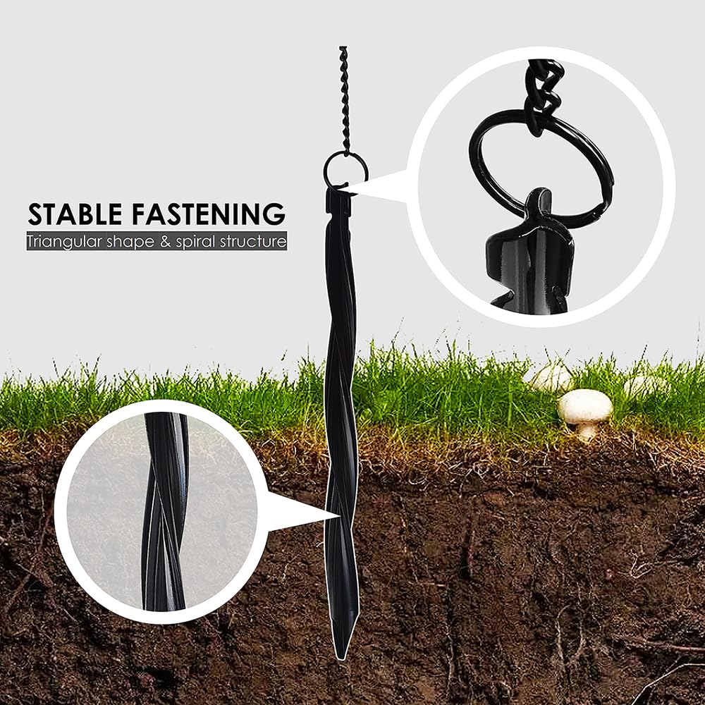 QMARK 2 Pack Black Rain Chain Anchors with 10 Inch Stake & 20 Inch Chain - Heavy Duty Gutter Anchoring Stakes for Downspout Drainage | Perfect for Garden Waterfall, Roof Runoff & Outdoor Decoration