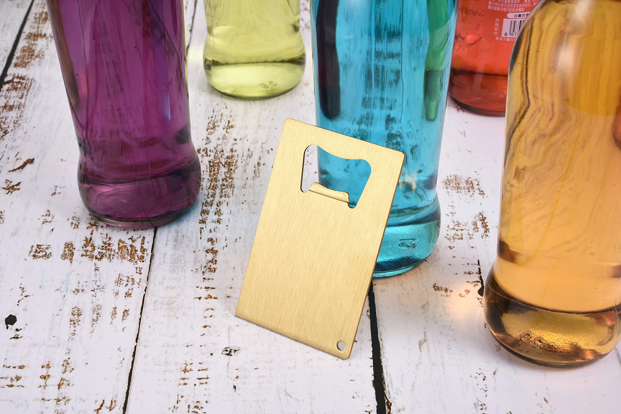 Yoption 5-Piece Personalized Stainless Steel Credit Card Bottle Opener Set - Golden Wedding Party Gifts for Groomsmen & Bridesmaids - Perfect for Bachelor Parties, Anniversary Celebrations & Bar Accessories