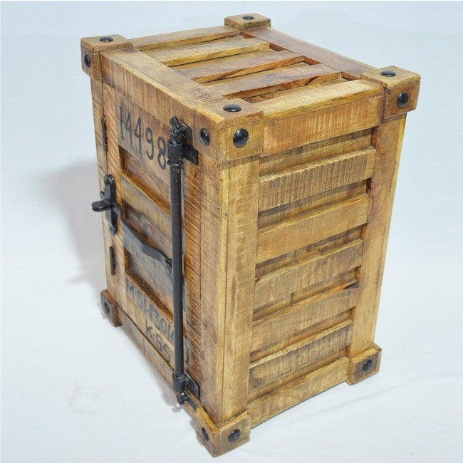 Stylish Earth Wood Container Design Solid Wood Nightstand - Perfect for Bedroom, Living Room, or Office Decor