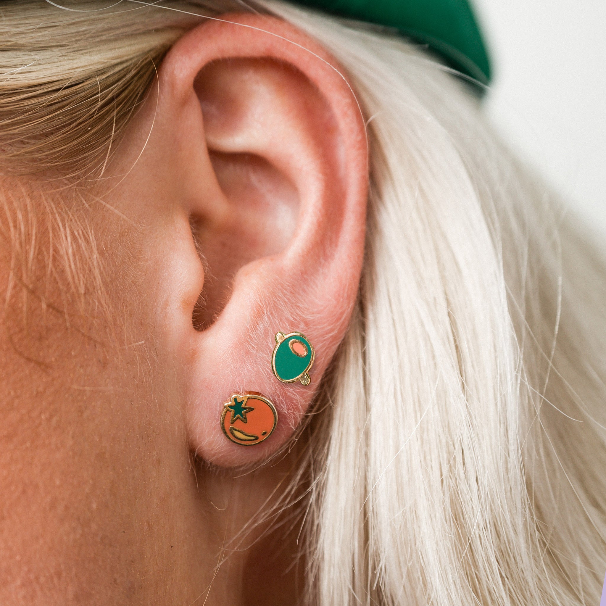 Olive Stud Earrings for Women - Dainty Gold & Silver Studs - Perfect for Everyday Wear, Work & Special Occasions