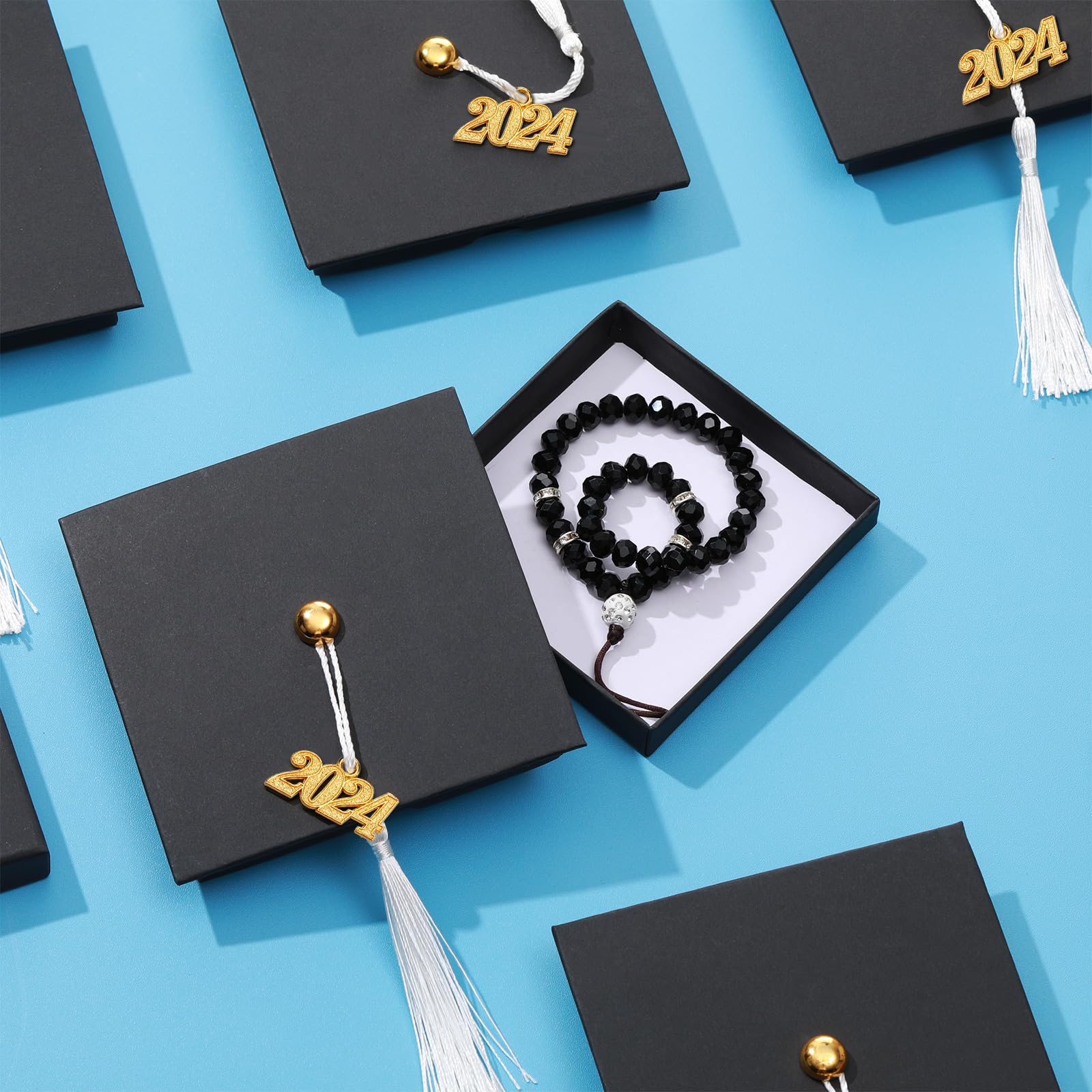 12 Pack 2024 Graduation Gift Card Box Set - 6 Cap Shaped Boxes & 6 Graduation Cards with Tassel - Perfect for Jewelry, Bracelets & Cash Gifts - Great for High School & College Graduation Parties, Ceremony Decorations & Congratulations Gifts