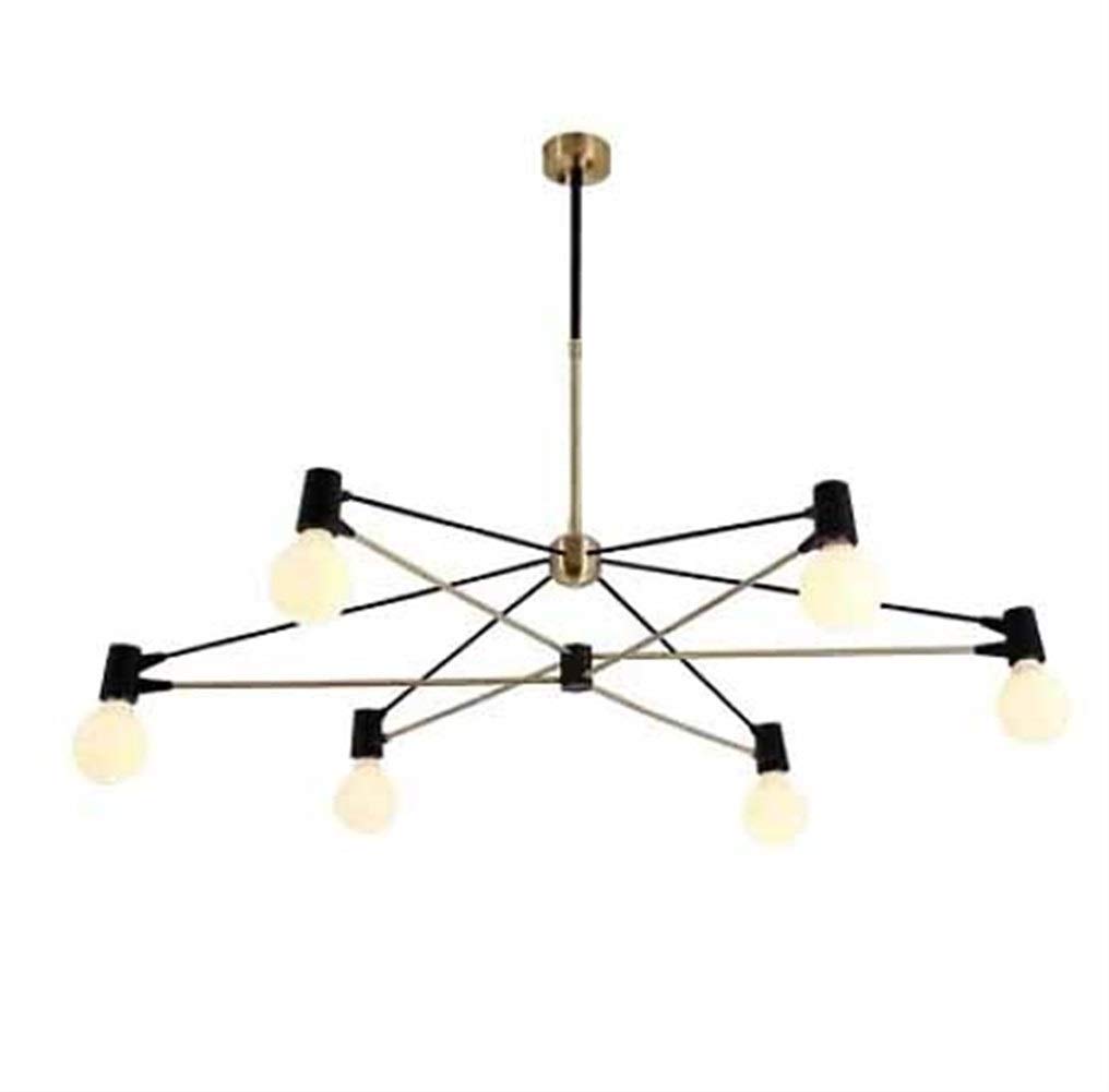 6-Light Modern Chandelier with Glass Shades - Black & Gold Nordic Style Ceiling Light Fixture for Living Room, Dining Room, Bedroom - Elegant Home Decor Lighting