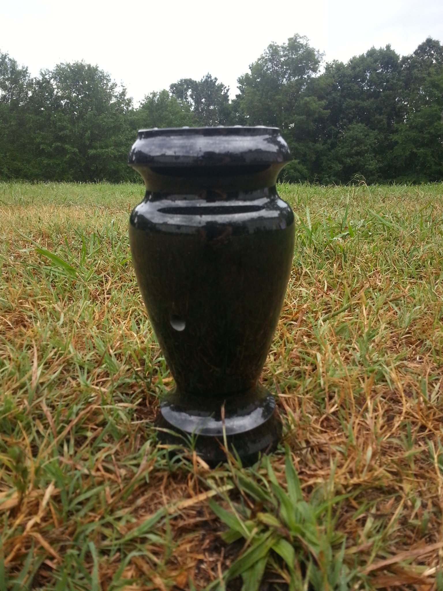 Polished Black Turned Granite Vase 4
