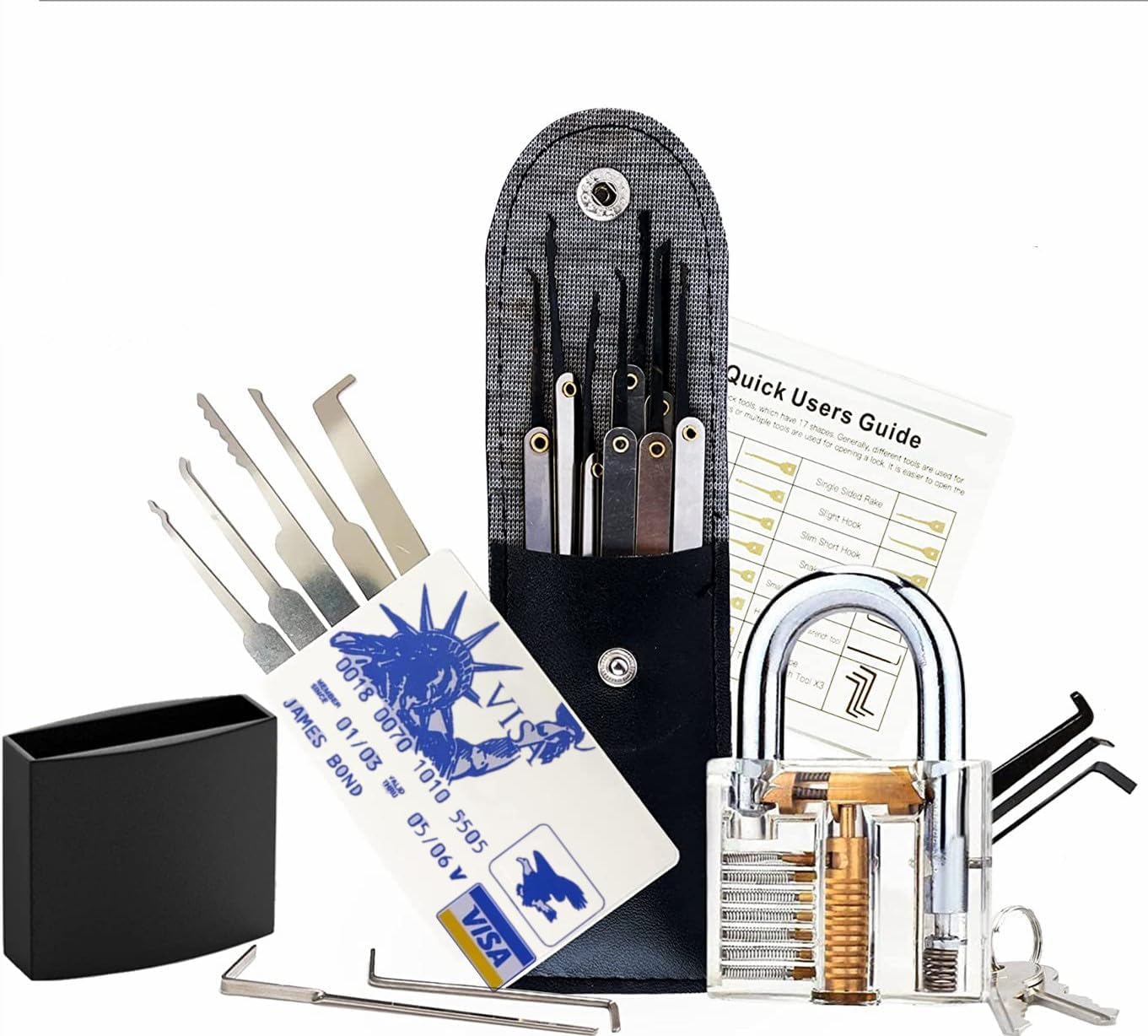 Premium 22-Piece Solid Brass Padlock Repair Tool Kit - High Precision Hook & Pick Set for Lock Maintenance, DIY & Home Security - SC22pcs Black Hand Tool Set with Key - Perfect for Locksmiths, Homeowners & Emergency Lockout Situations