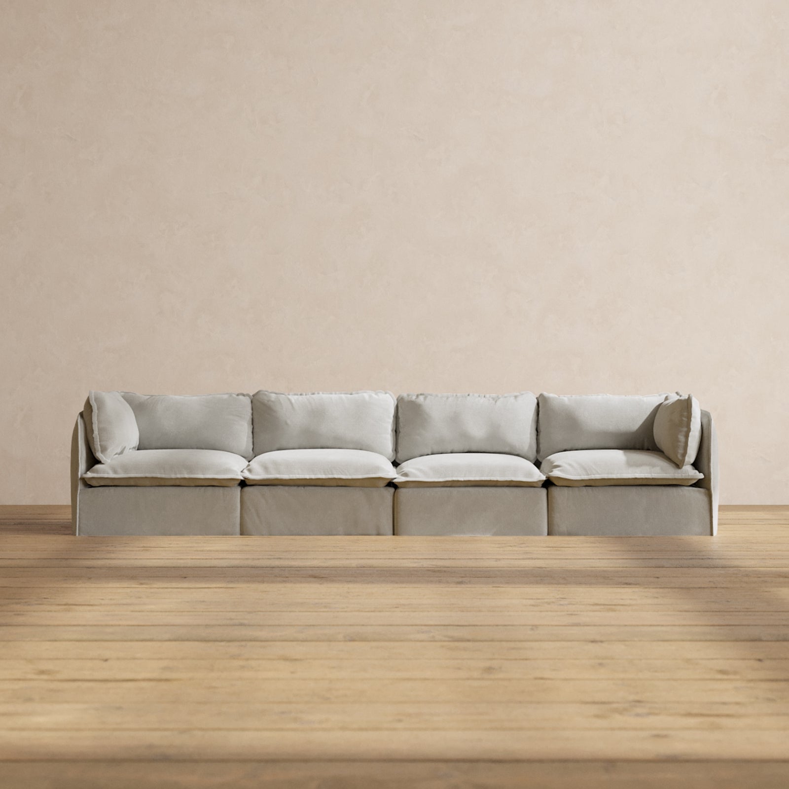Premium Modular Performance 4-Seater Sofa in Cloud Color | Relaxed Blend Fabric | Perfect for Living Room, Lounge & Family Gatherings