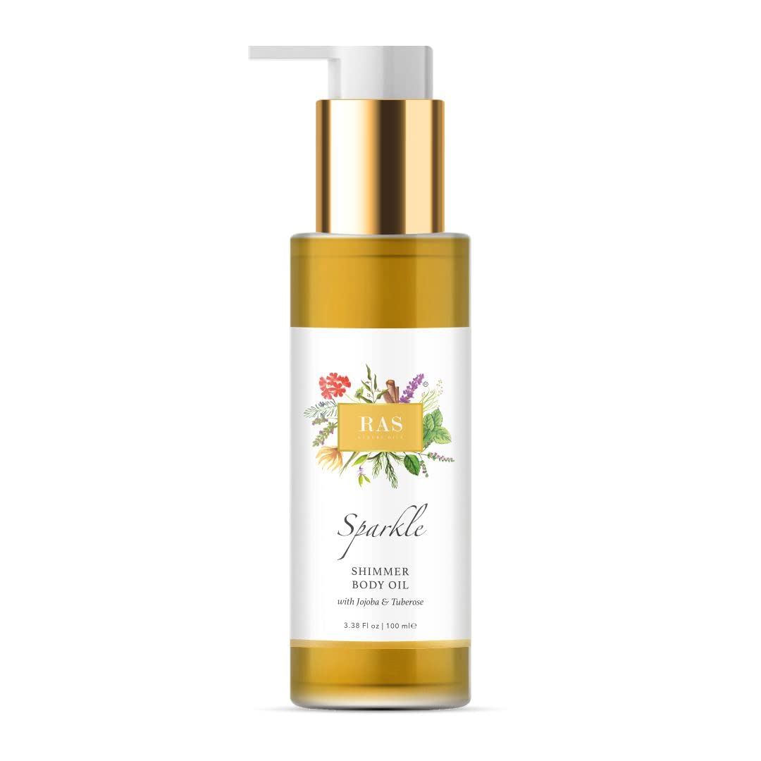 RAS Luxury Sparkle Shimmer Body Oil - Quick Glow Hydrating Body Oil for Men & Women, 100ml - Natural Radiance for Parties, Date Nights & Summer Glow