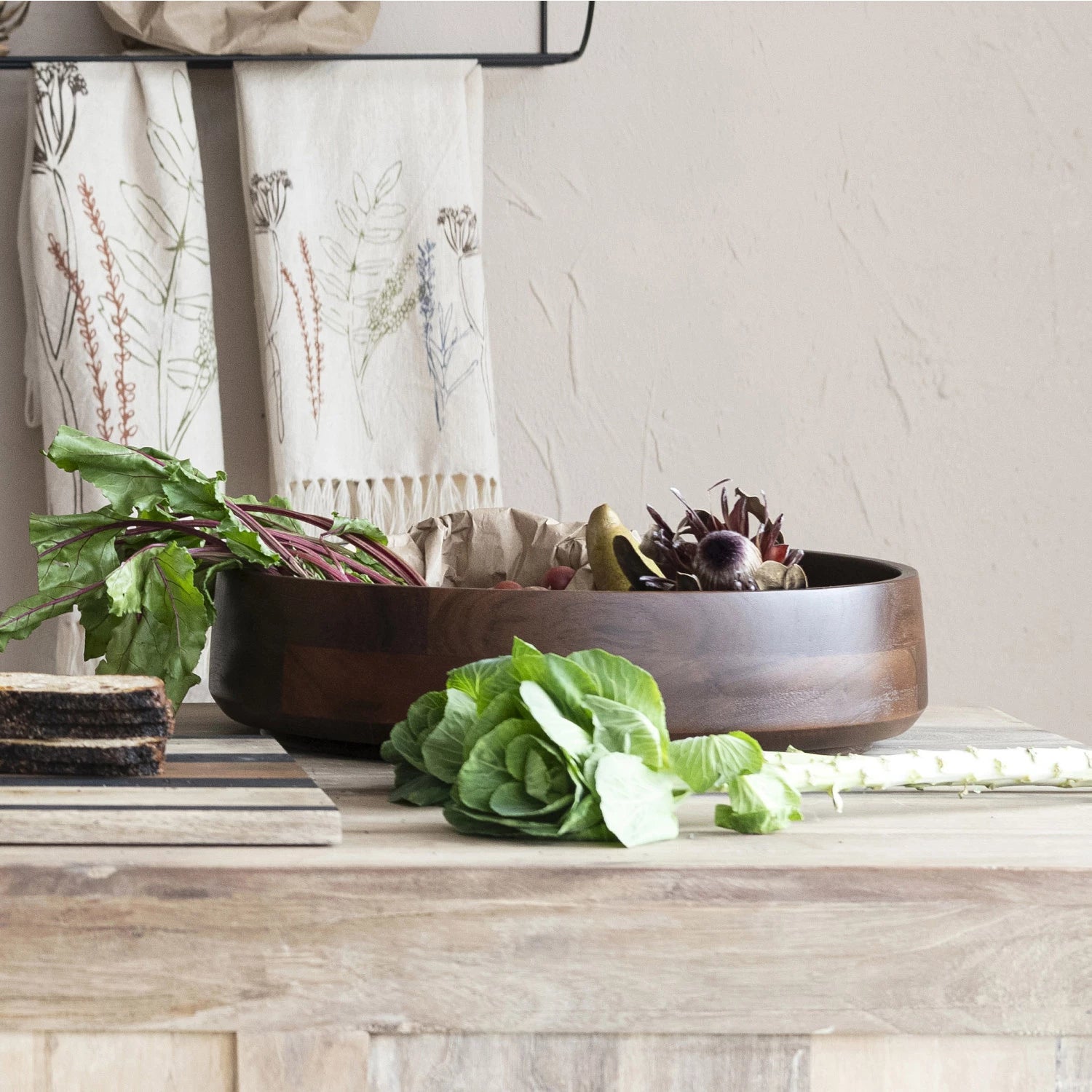 Handcrafted Acacia Wood Serving Bowl - Natural, Durable & Eco-Friendly for Salads, Fruits, Snacks & Entertaining