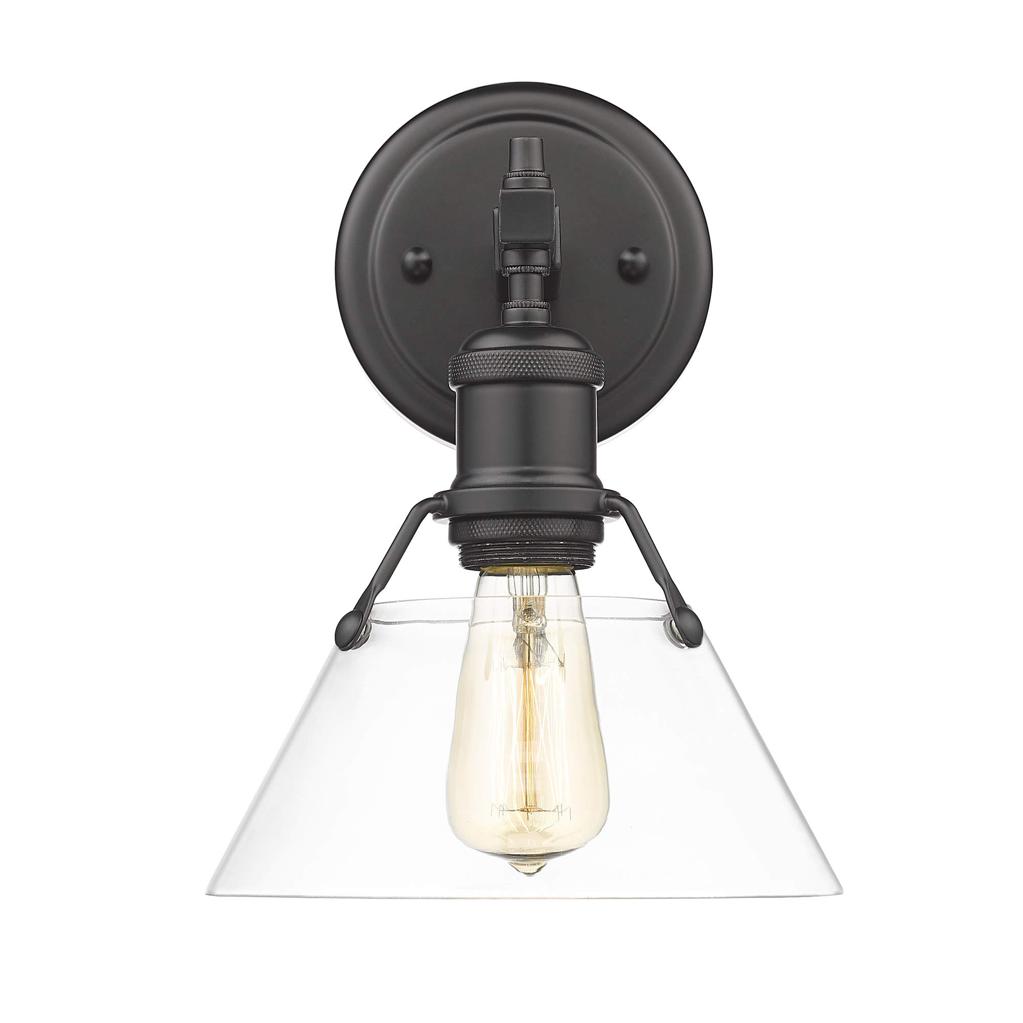 Orwell 1-Light Bathroom Vanity Light Fixture in Matte Black with Clear Glass Shade - Perfect for Modern Bathrooms, Powder Rooms, and Home Decor