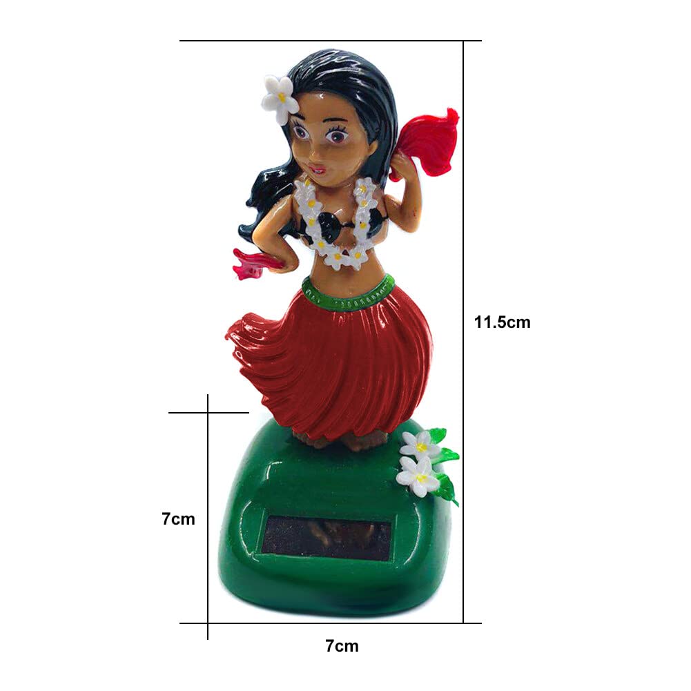 SEADEAR Solar Powered Hawaiian Hula Dancer Car Dashboard Ornament - Head Shaking Dancing Doll for Car, Office & Desk Decoration - Perfect for Tropical Themed Parties, Beach Vacations & Hawaiian Luaus