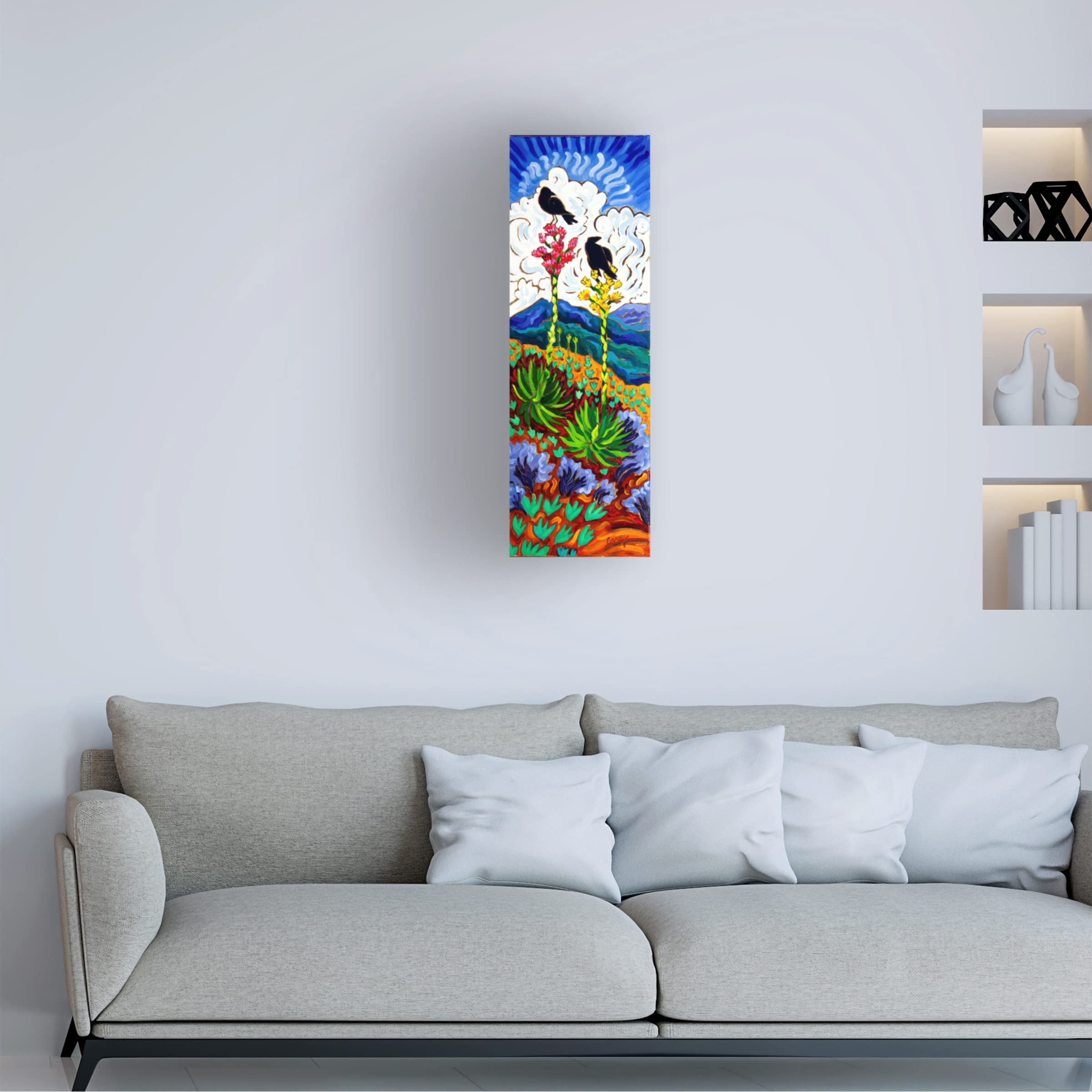 Trademark Fine Art 'The View' Canvas Wall Art by Cathy Carey - Stunning Landscape Painting for Living Room, Bedroom & Office Decor
