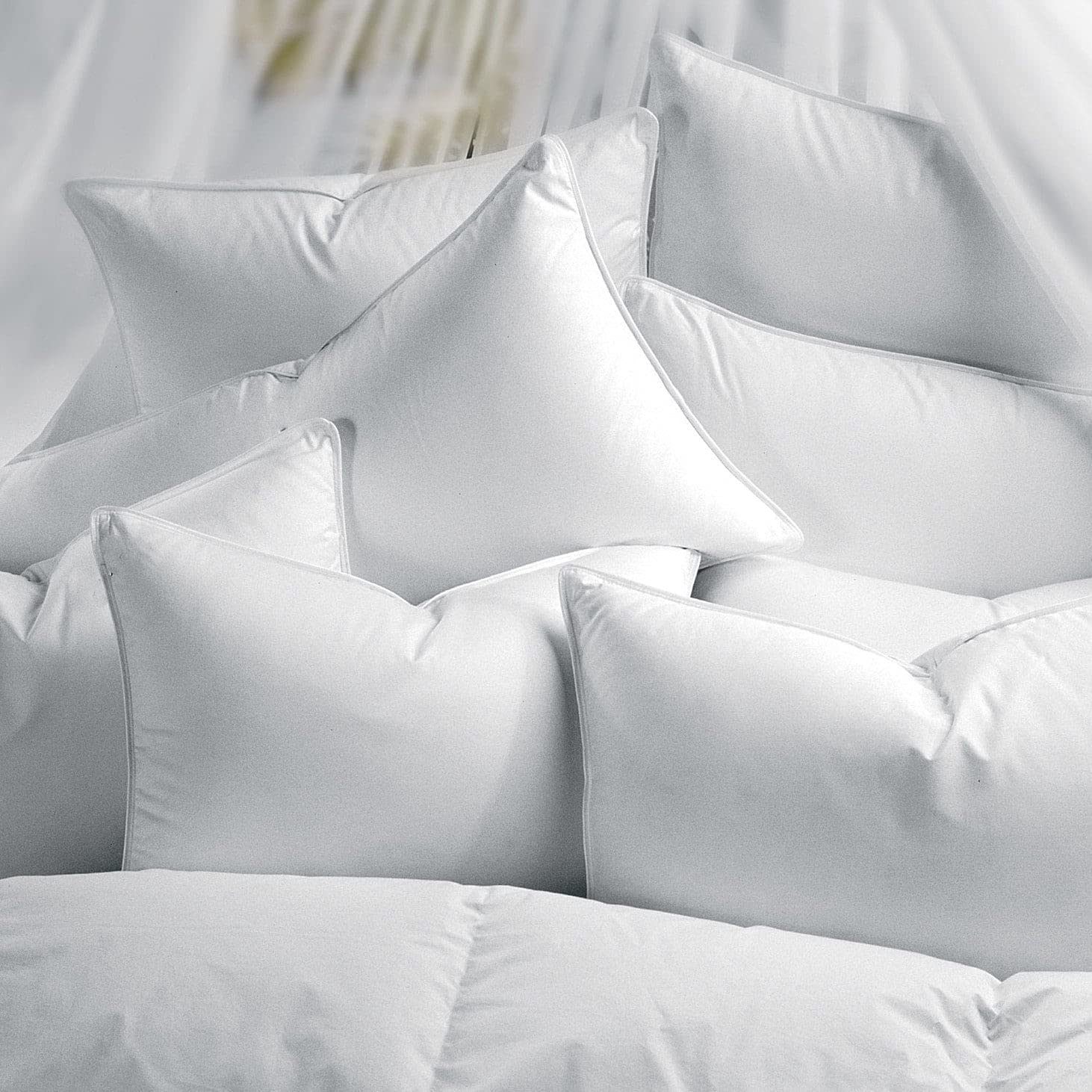 Premium Sateen White Goose Down Pillow - Firm Support Standard Size for Side & Back Sleepers - Ideal for Home, Hotel, and Travel Use