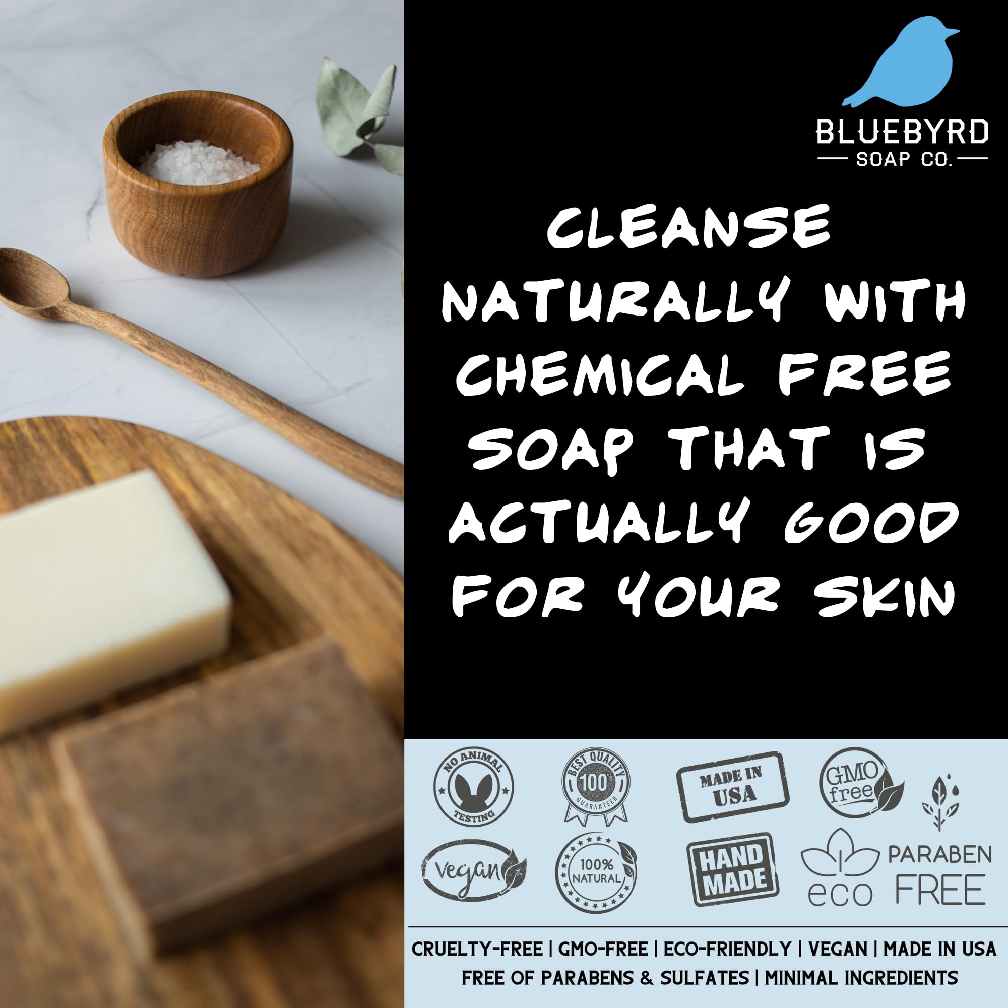 Bluebyrd Soap Co. Lavender Woods Bar Soap - 100% Natural Essential Oil Fragranced, Organic Handmade Body Wash Bar with Skin-Nourishing Ingredients | Gentle Cleansing for Dry & Sensitive Skin | Perfect for Relaxing Baths, Spa Days & Gift Giving