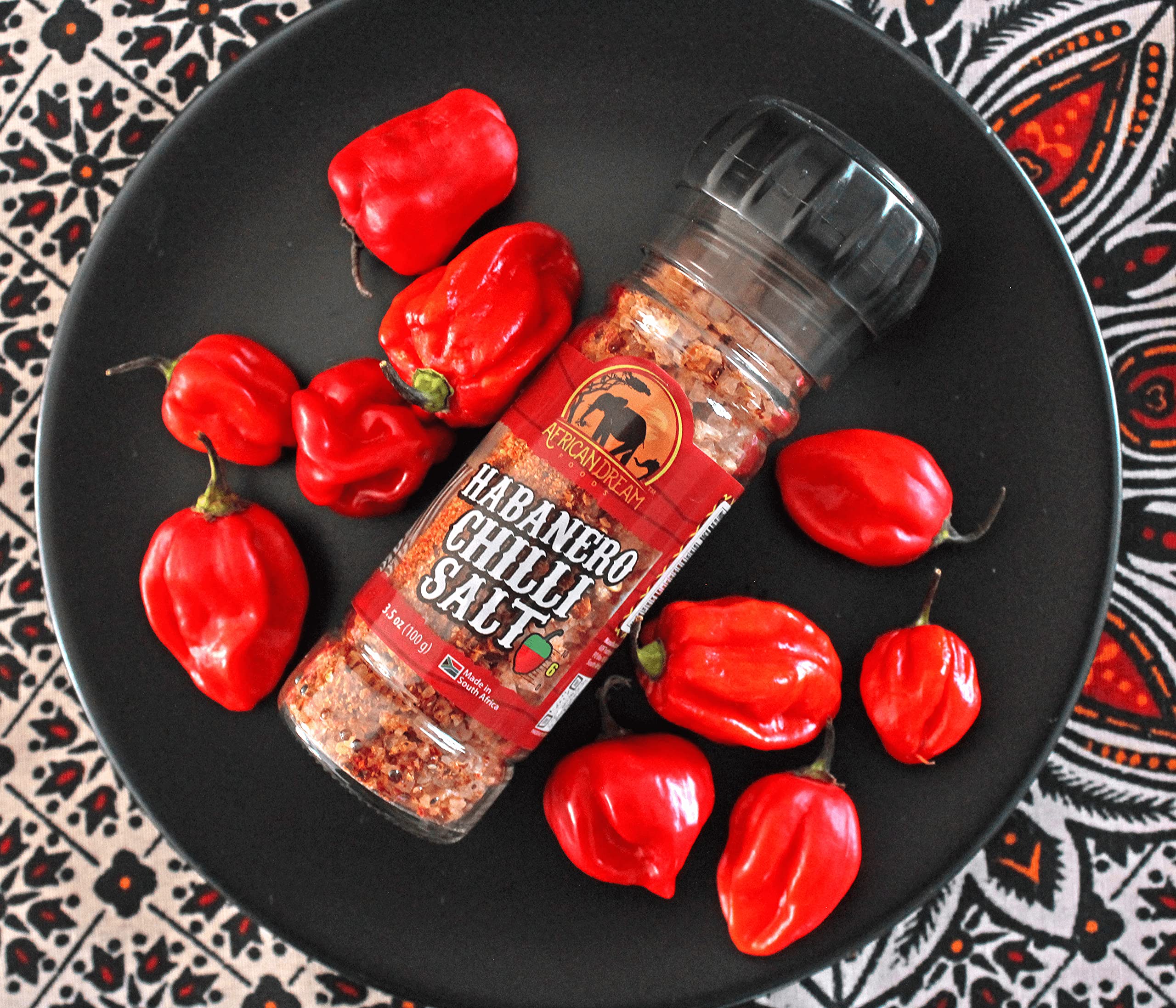 African Dream Foods Habanero Spicy Salt Seasoning - Natural African Habaneros & Sea Salt Blend - Perfect for Grilling Meat, Chicken, Seafood - Reusable Grinder, 3.5 oz (2-Pack) - Great for BBQ, Cooking & Spicy Food Lovers