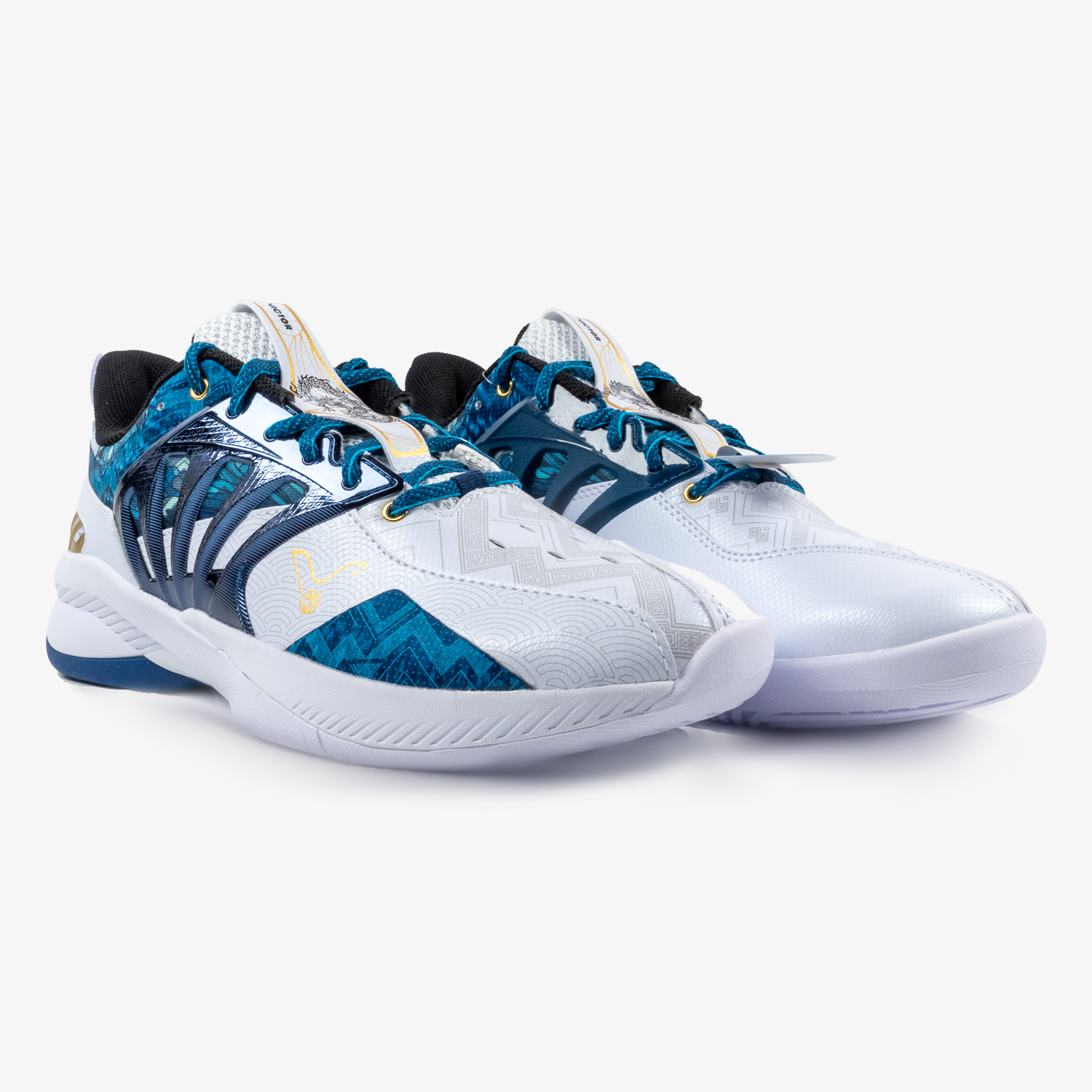 Victor Chinese New Year Edition Court Shoes A790CNY EX AB (White/Blue) - Men's Badminton Shoes for Indoor Sports & Lunar New Year Celebration