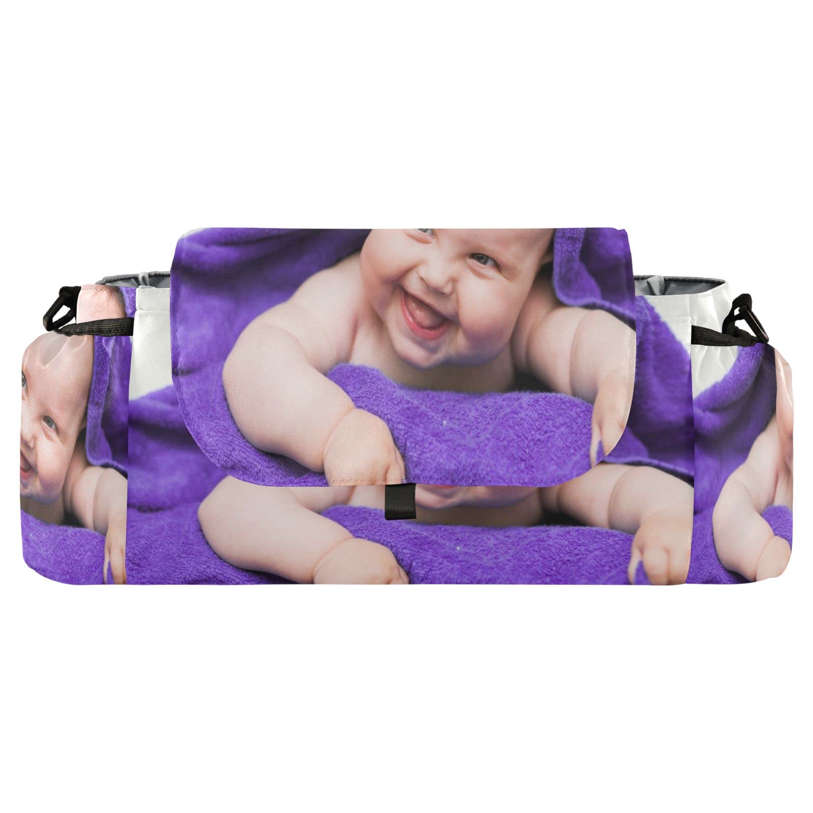 Customized Universal Stroller Organizer with 2 Cup Holders & Detachable Shoulder Strap - Personalized Baby Stroller Bag for Bottles, Diapers, Phones & Essentials | Perfect for On-the-Go Parents & Daily Strolls