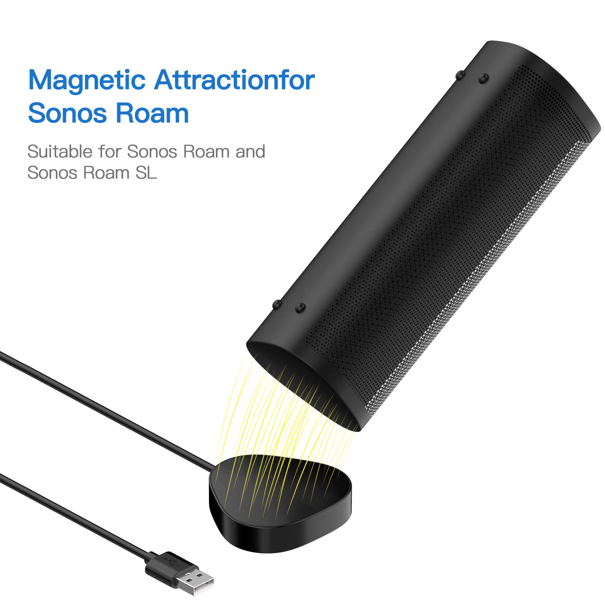 AWINNER Magnetic Wireless Charging Base for Sonos Roam - Portable Qi-Certified Fast Charger with Strong Magnetic Alignment (Black) | Perfect for Travel, Home, Office & Outdoor Use