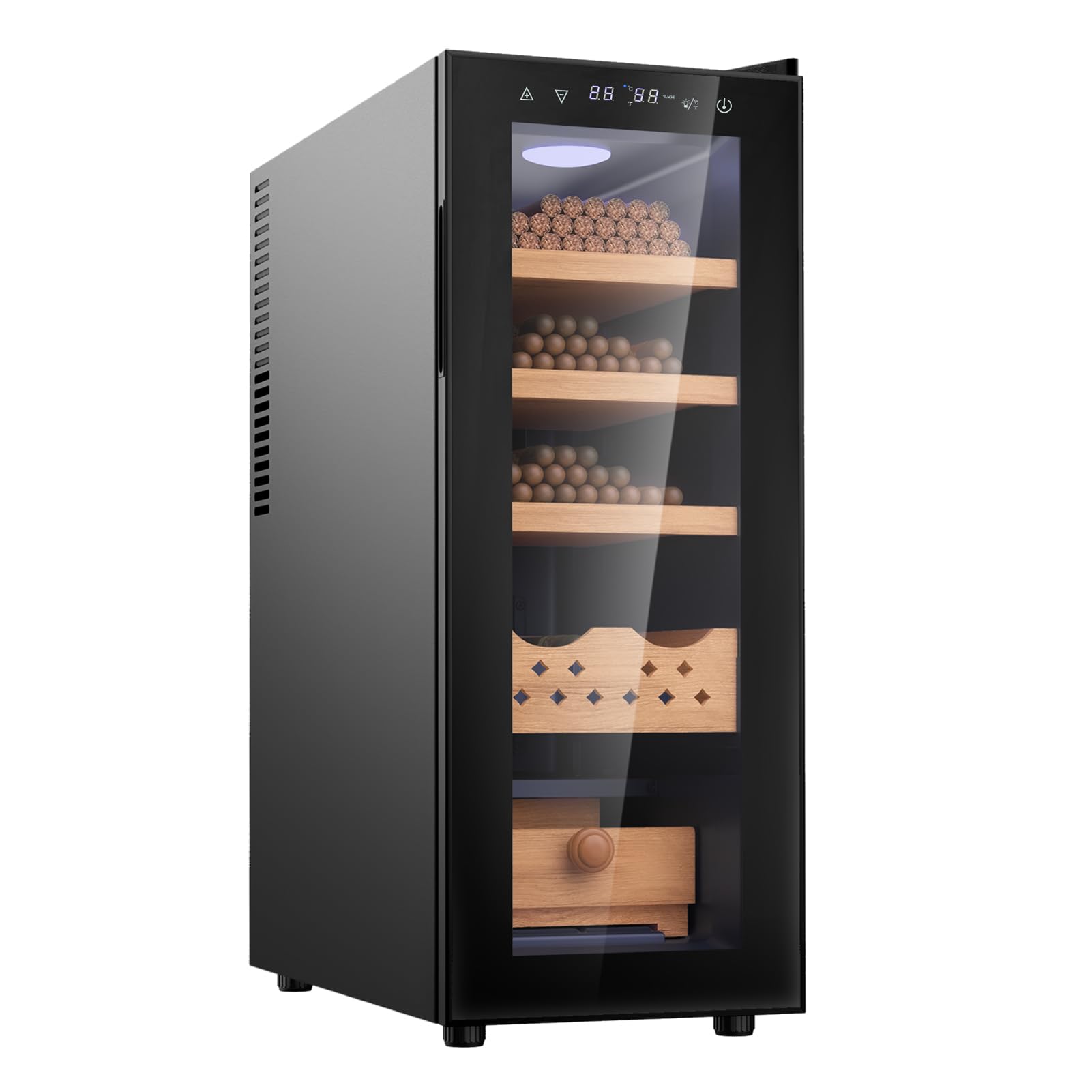 35L Electric Cigar Humidor with 3-in-1 Cooling, Heating & Humidity Control - Spanish Cedar Wood Cabinet with Digital Hygrometer - Perfect Cigar Storage for Men's Gifts & Home Bars
